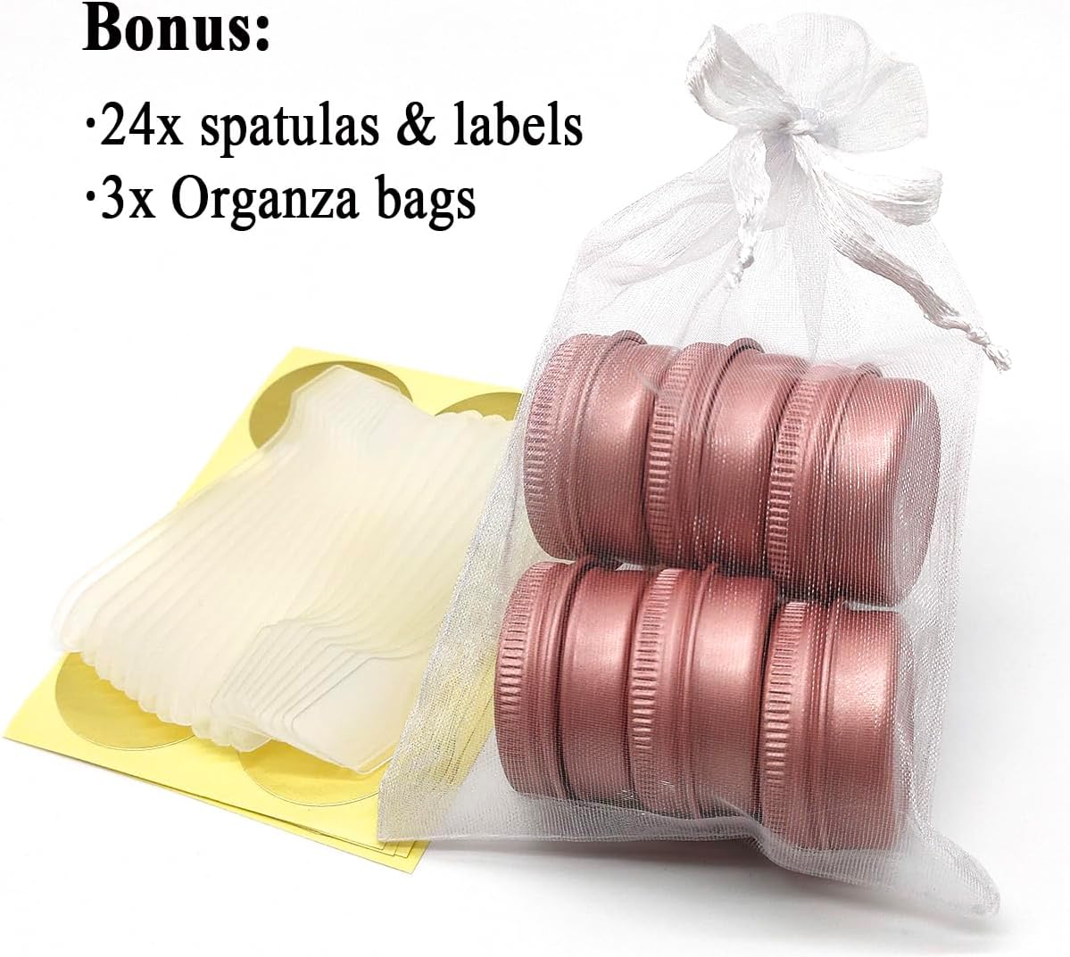 24 Pack Matte-Pink Aluminum Tin Jar for Cosmetics