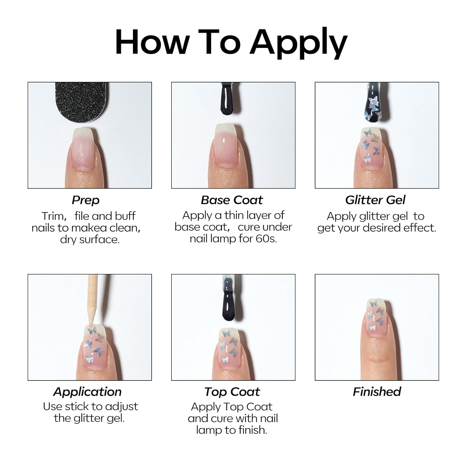 Modelones Glitter Gel Nail Polish Set 6 Colors