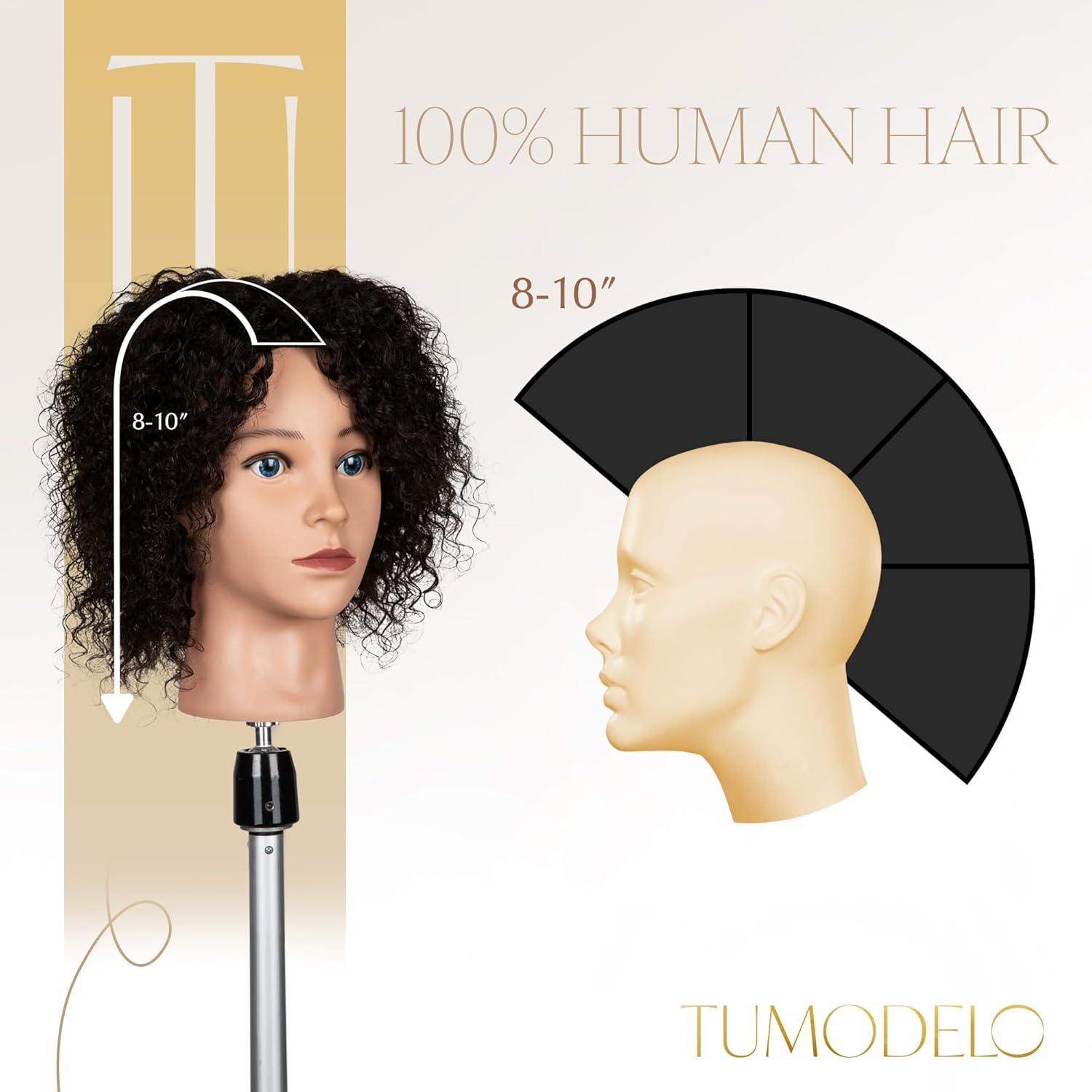 Tumodelo 8-10 Ivy Mannequin Head for Hair Training N2 Brown Black