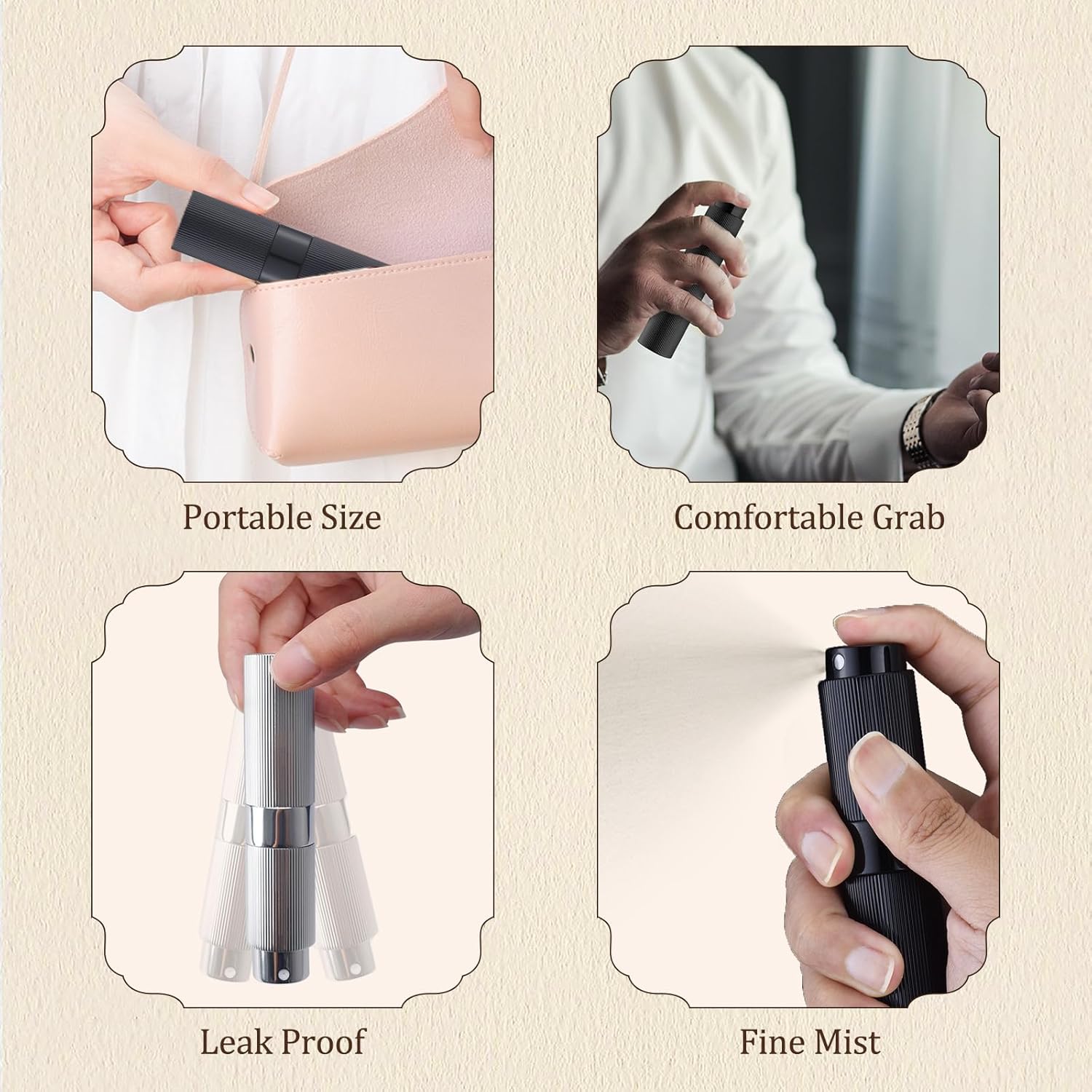 LISAPACK 8ml Perfume Spray Bottle Black 1pc