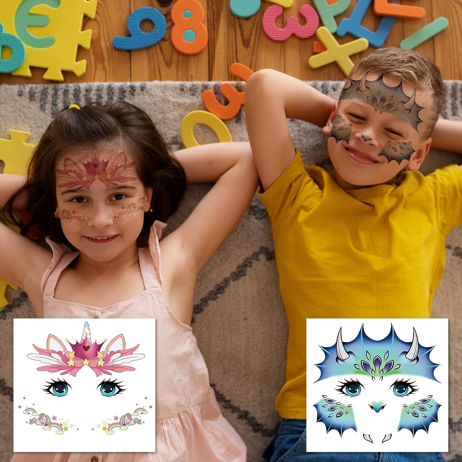 Partywind 24 Styles Face Temporary Tattoos for Kids