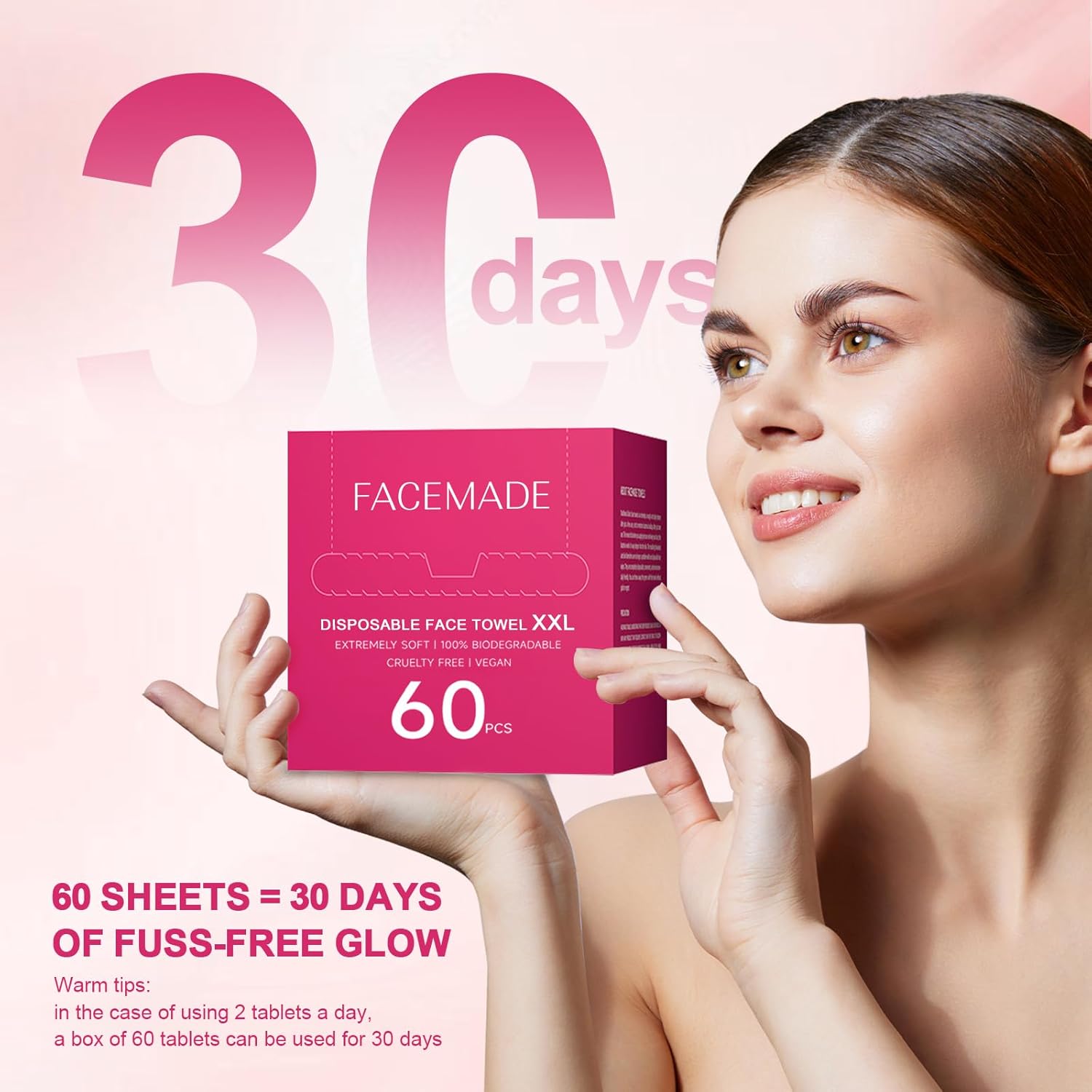 60 Count XXL Disposable Face Towels 12x12