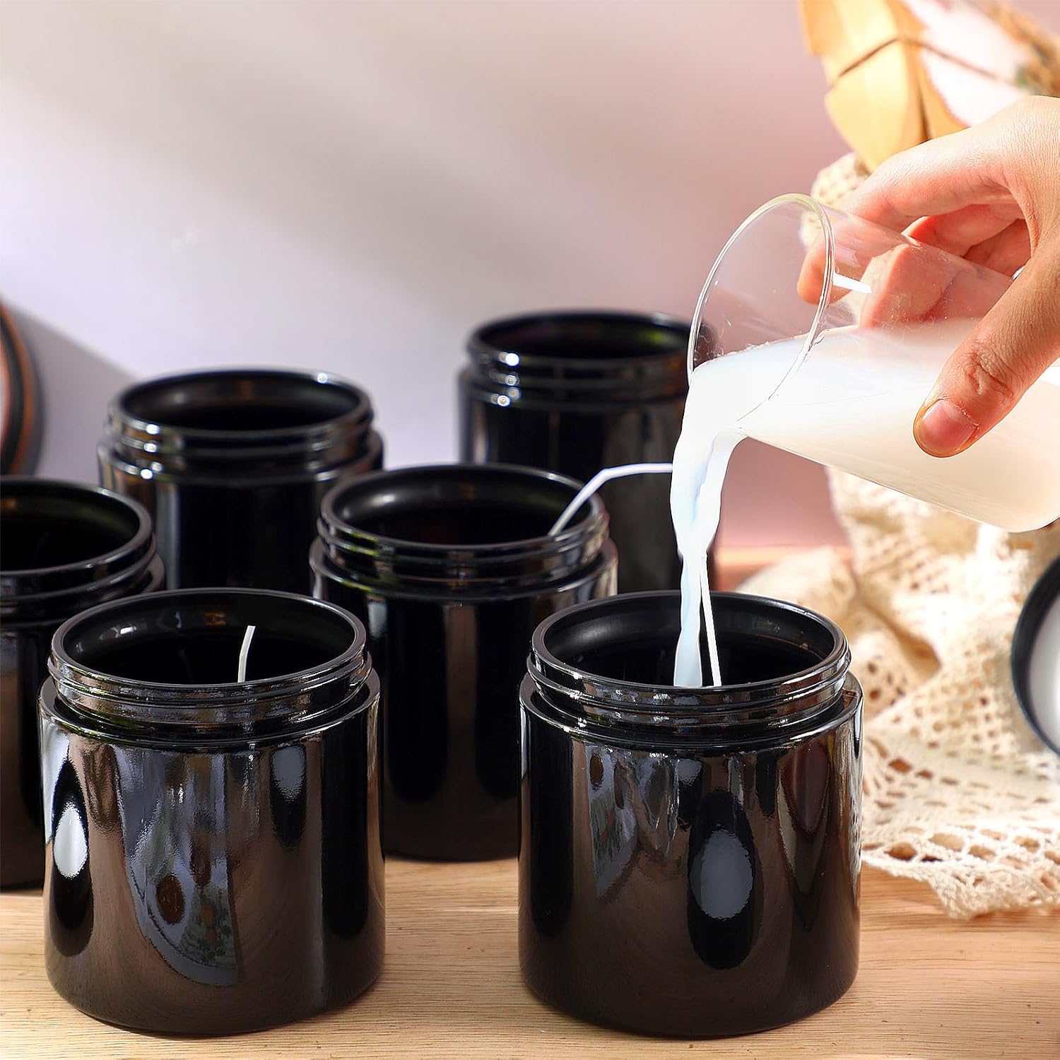Norme 24 Pack 16 oz Glass Jars with Lids