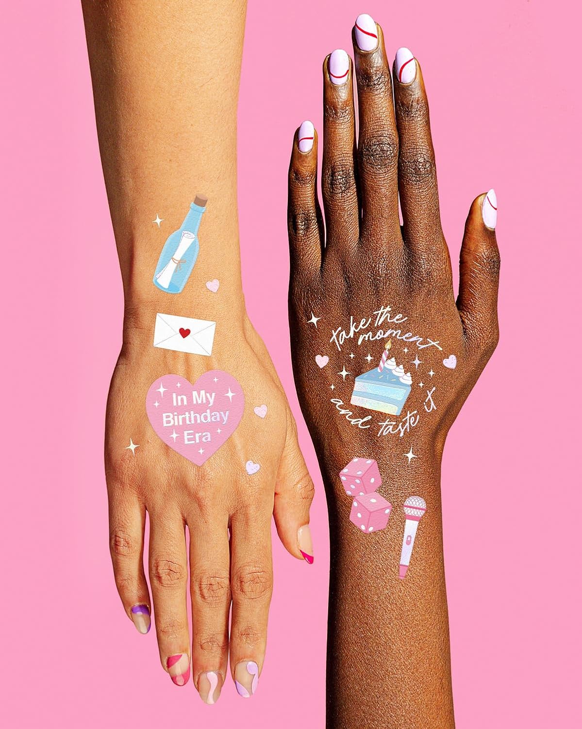 XO Fetti Eras Birthday Temporary Tattoos 50 Iridescent Styles