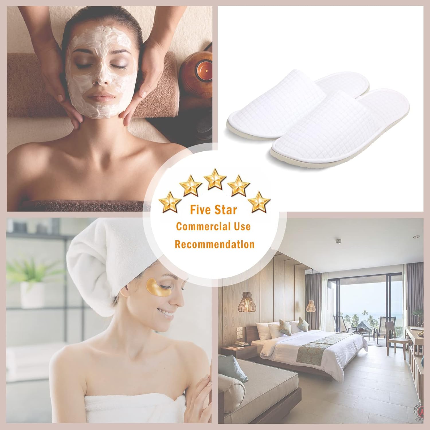 Anmerl 10 Pairs Spa Slippers for Men Women Hotel Use