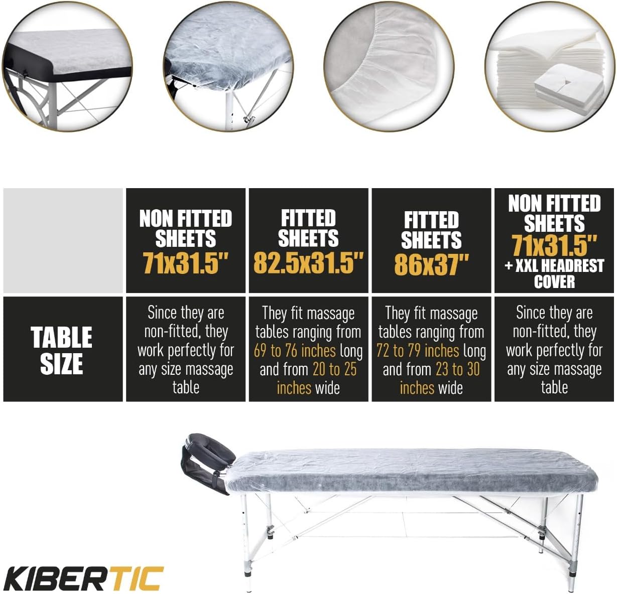 KIBERTIC 200 PCS Massage Sheets and Face Covers Set