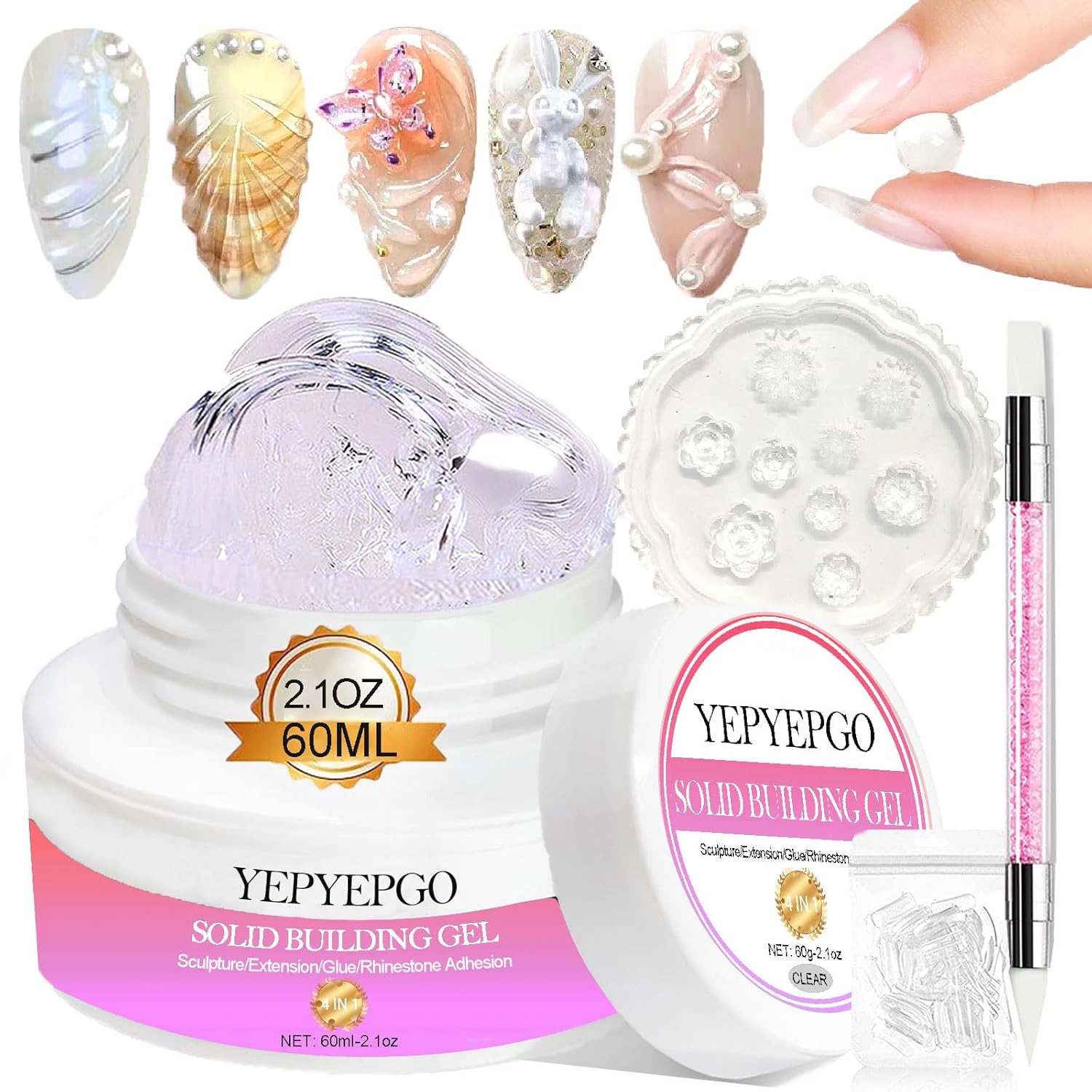 YEPYEPGO Solid Sculpture Gel for Nails 21oz Clear