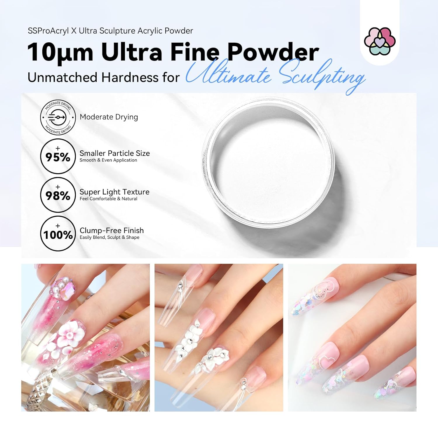 SAVILAND 529oz Ultra Smooth Clear Acrylic Powder for Nail Extensions and Sculpting