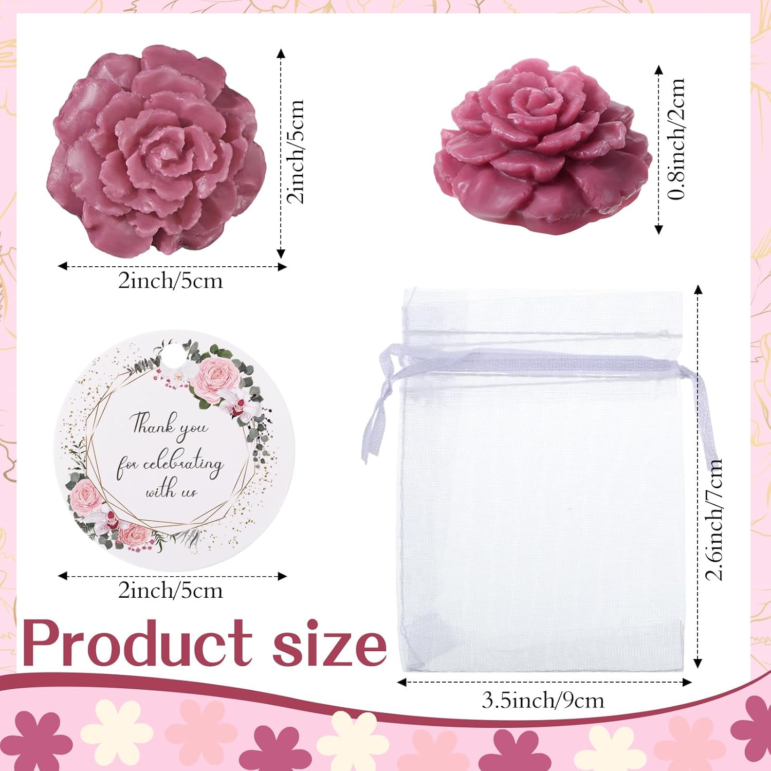 Demissle 24 Piece Rose Flower Soap Gift Favor Set
