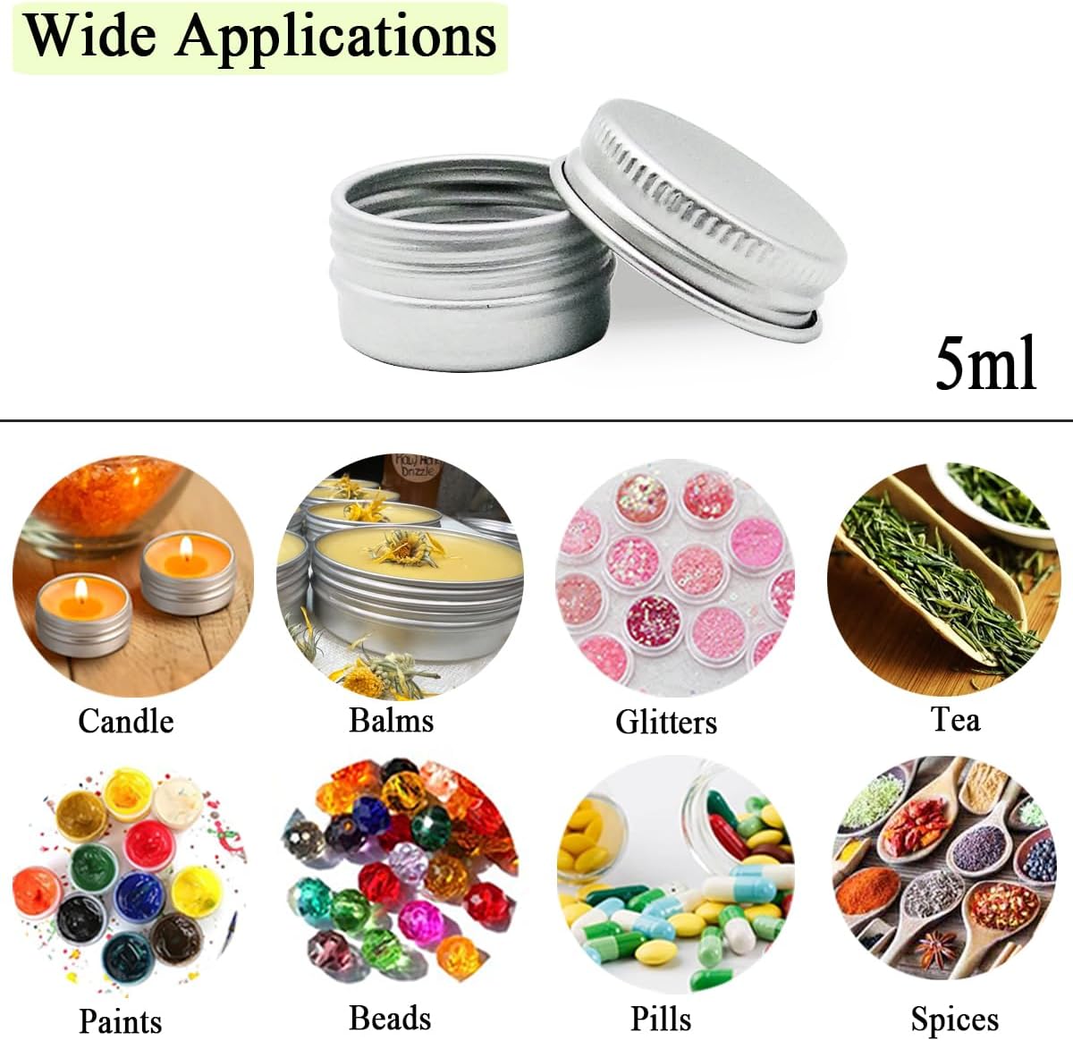 30 Pack 5ml Round Lip Balm Tins with Screw Lid