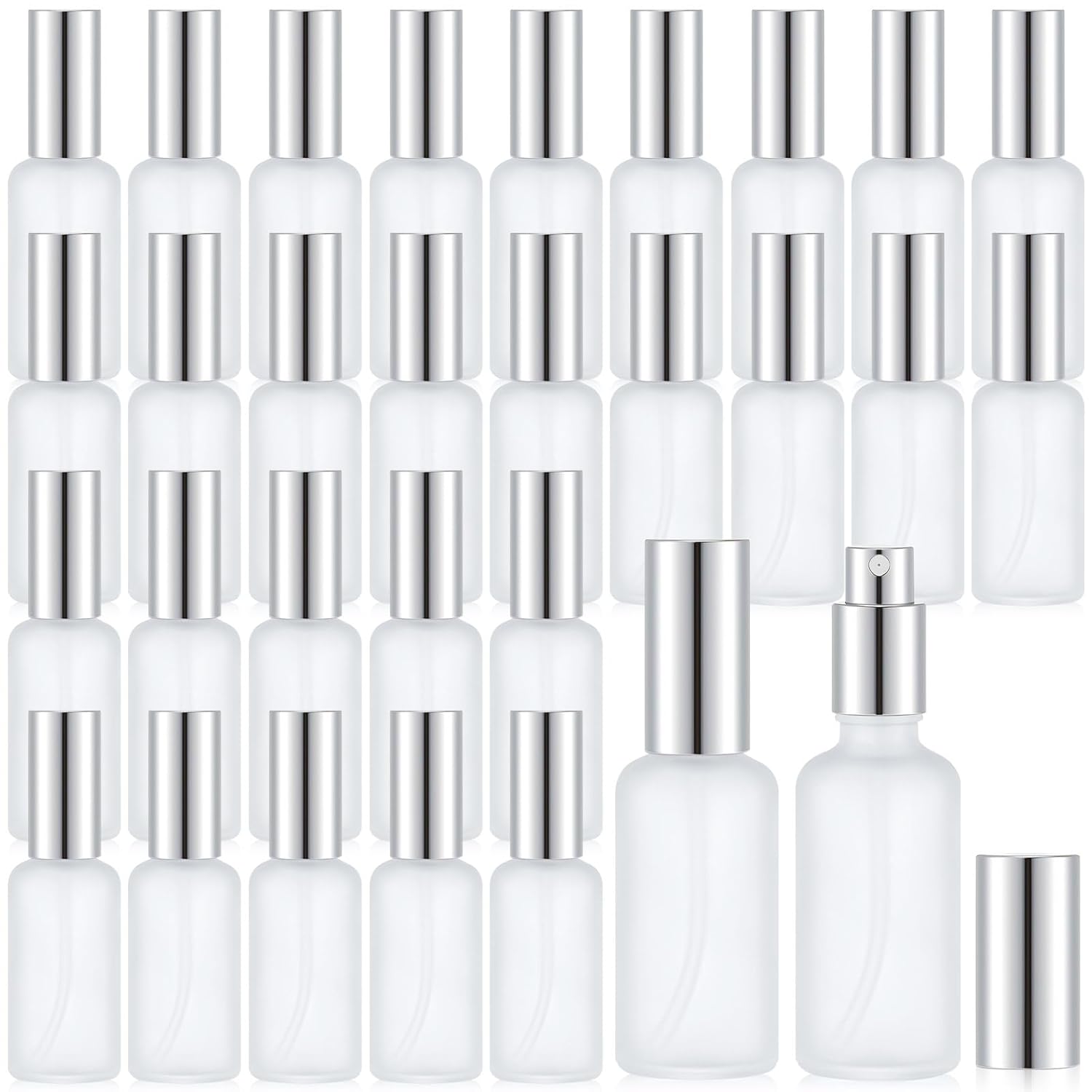 Roshtia 30 Pcs Refillable Silver Glass Spray Bottle for Perfume Travel