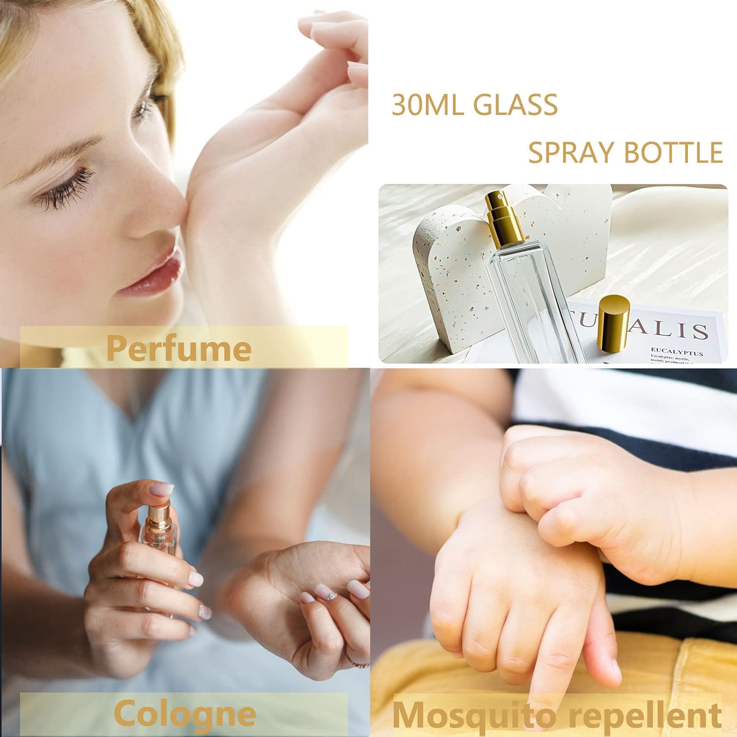 IRON BILL 30 ml Glass Spray Bottle 6 PCS Gold