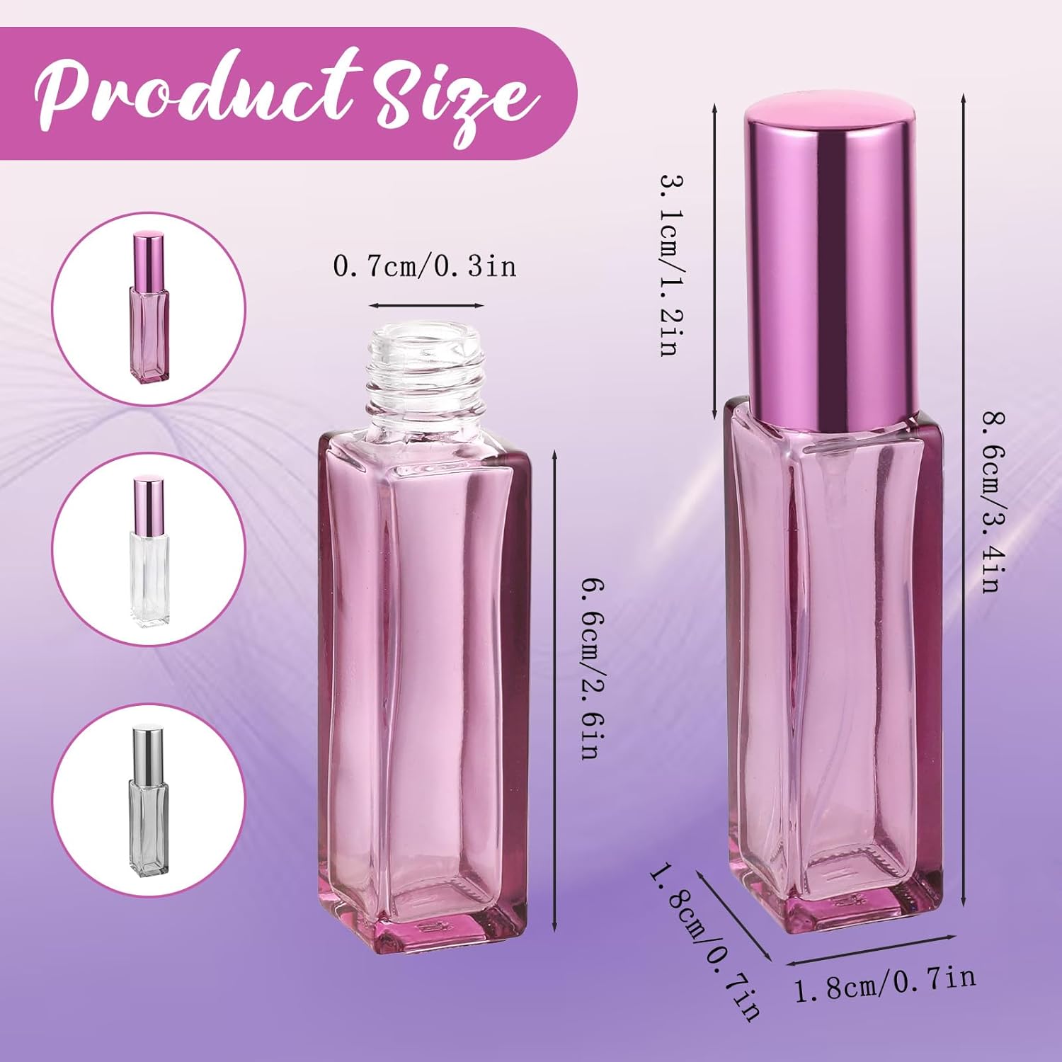 3 Pcs 10ML Glass Perfume Travel Refillable Bottles