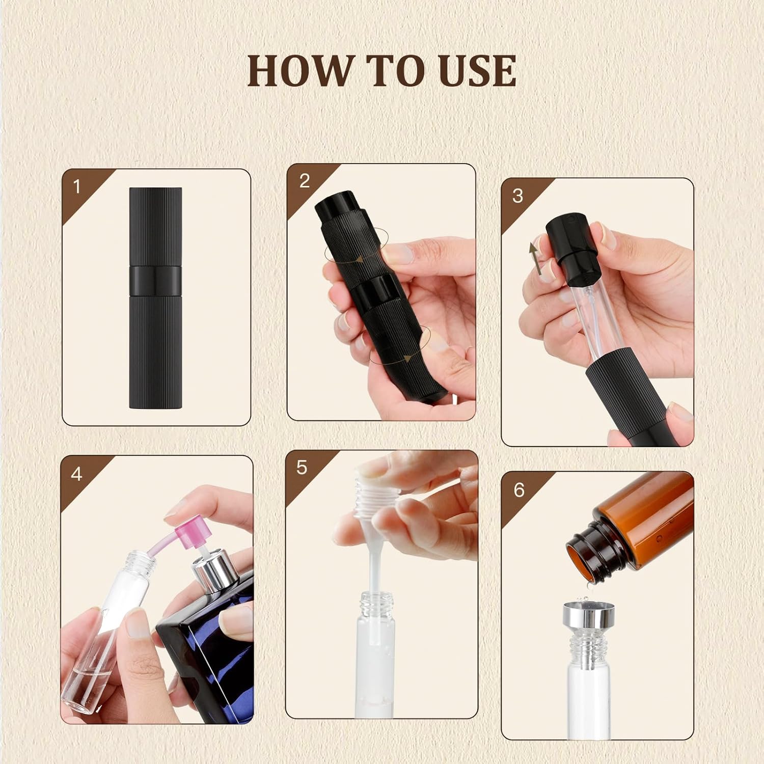 LISAPACK 8ml Perfume Spray Bottle Black 1pc