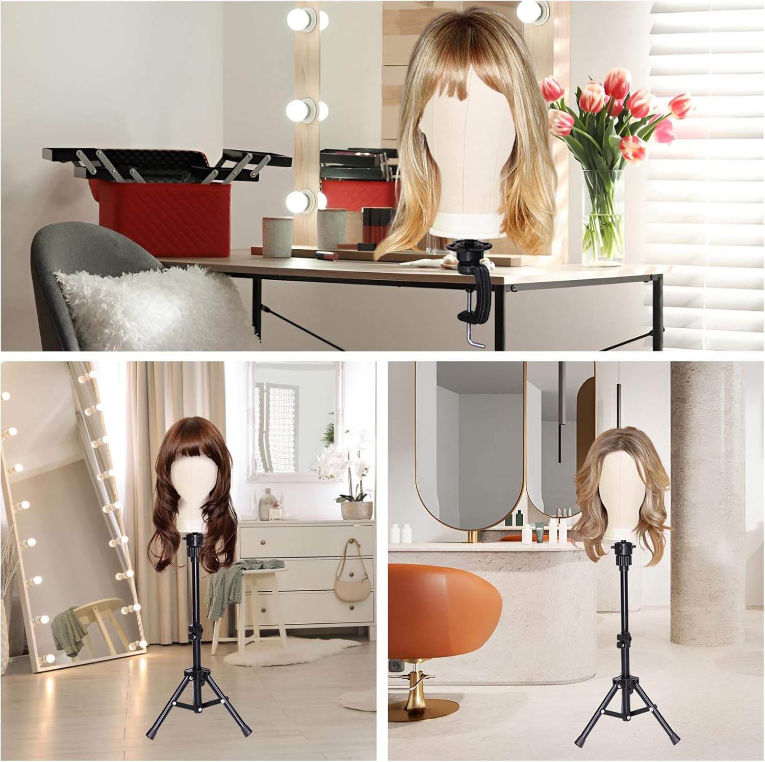 PWEOUKE 23 Inch Wig Stand Tripod with Head Set
