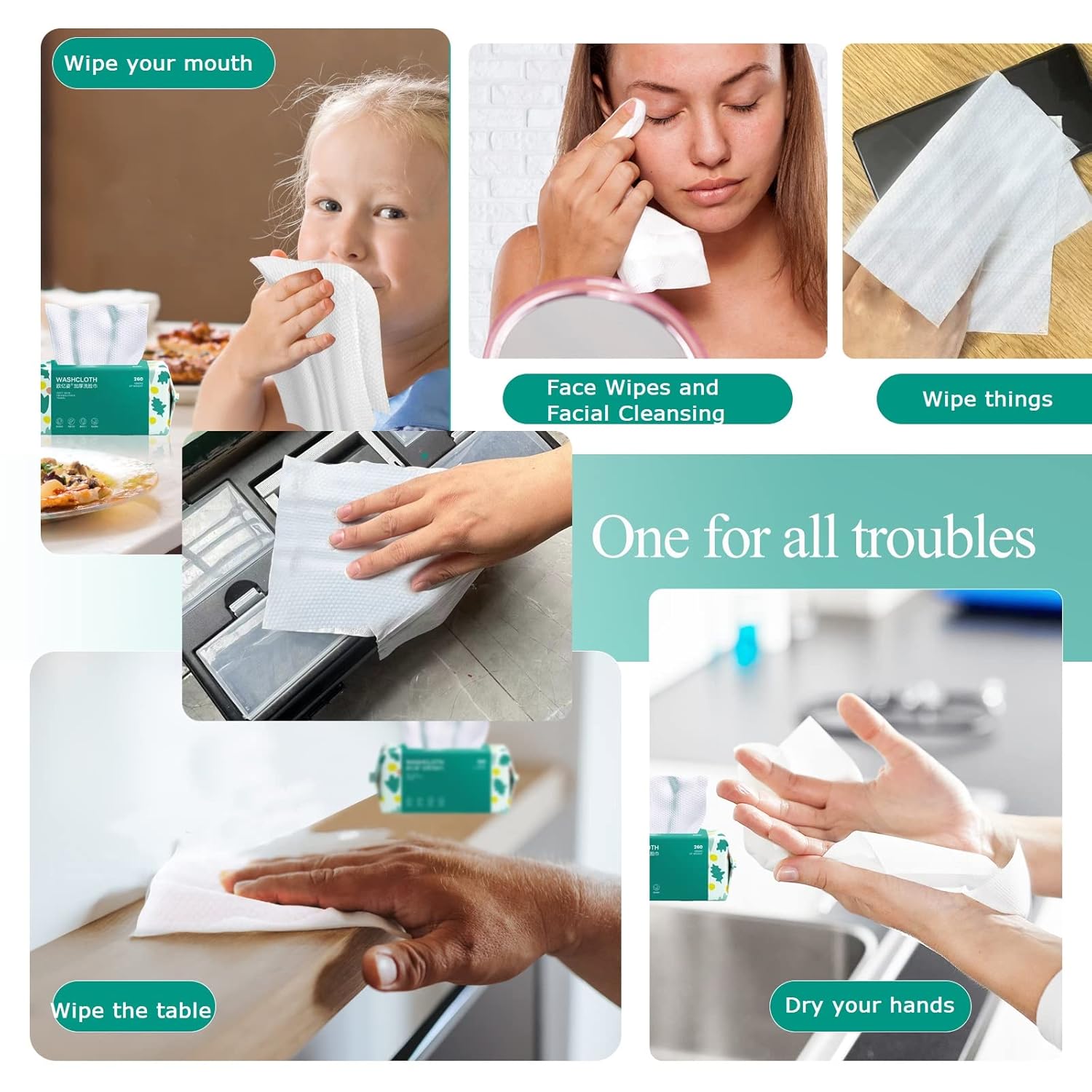 Soft Disposable Face Towel 100 Count Cotton Dry Wipes