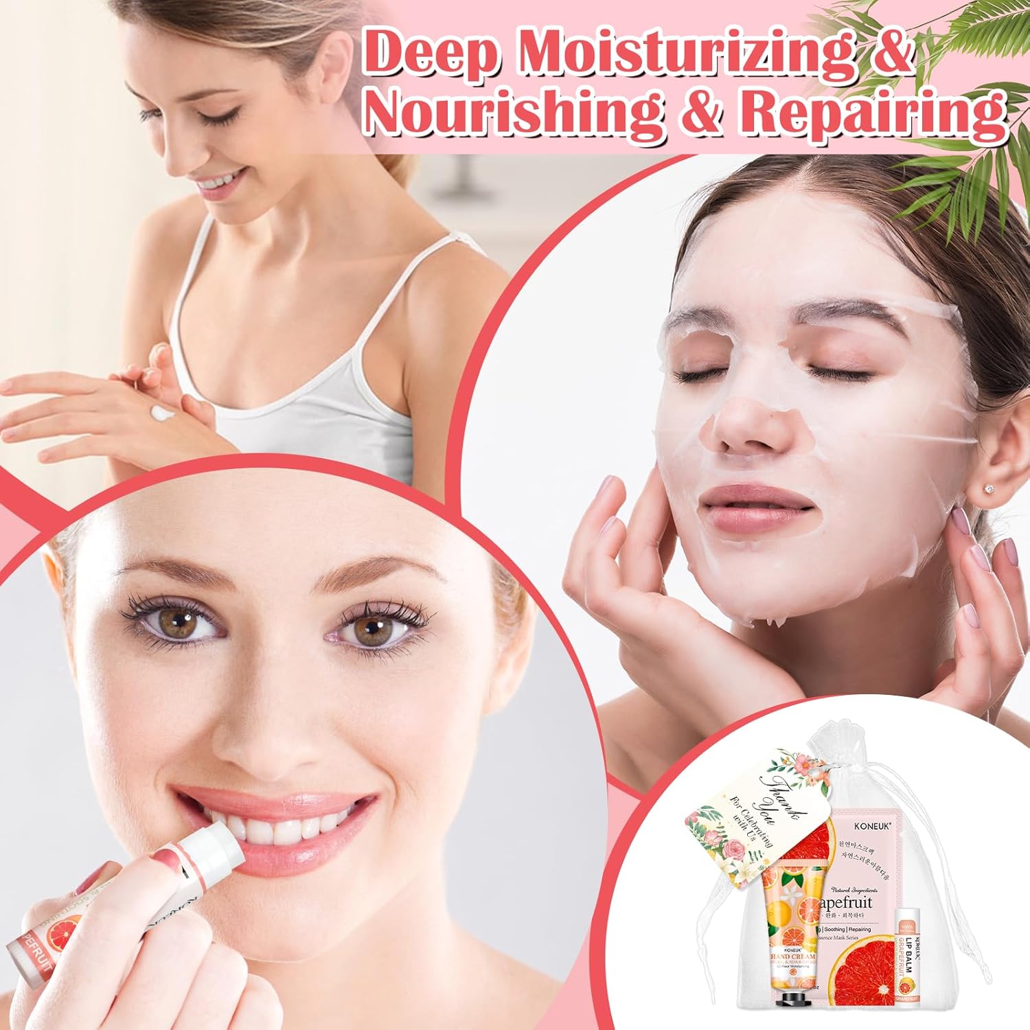 30 Pack Facial Mask Hand Cream Lip Balm Gift Set