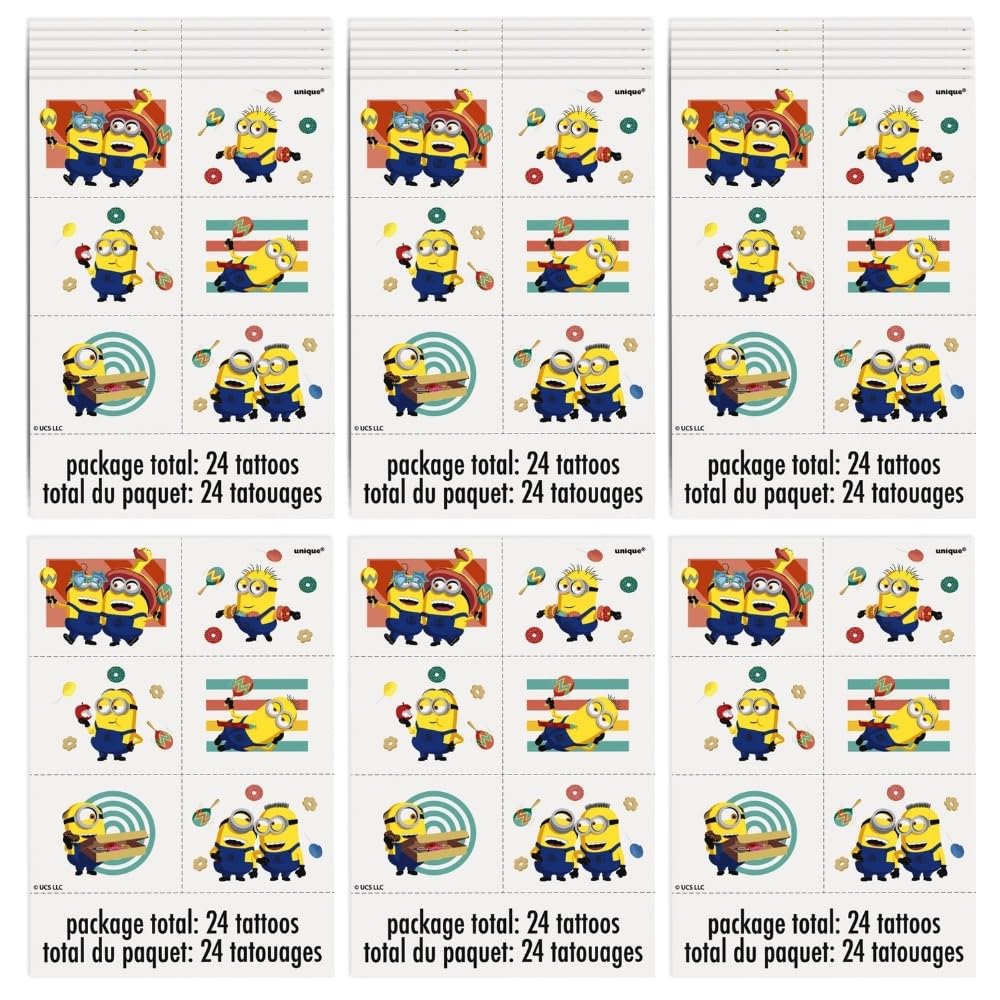 Multicolor Despicable Me Temporary Tattoos 24 Count