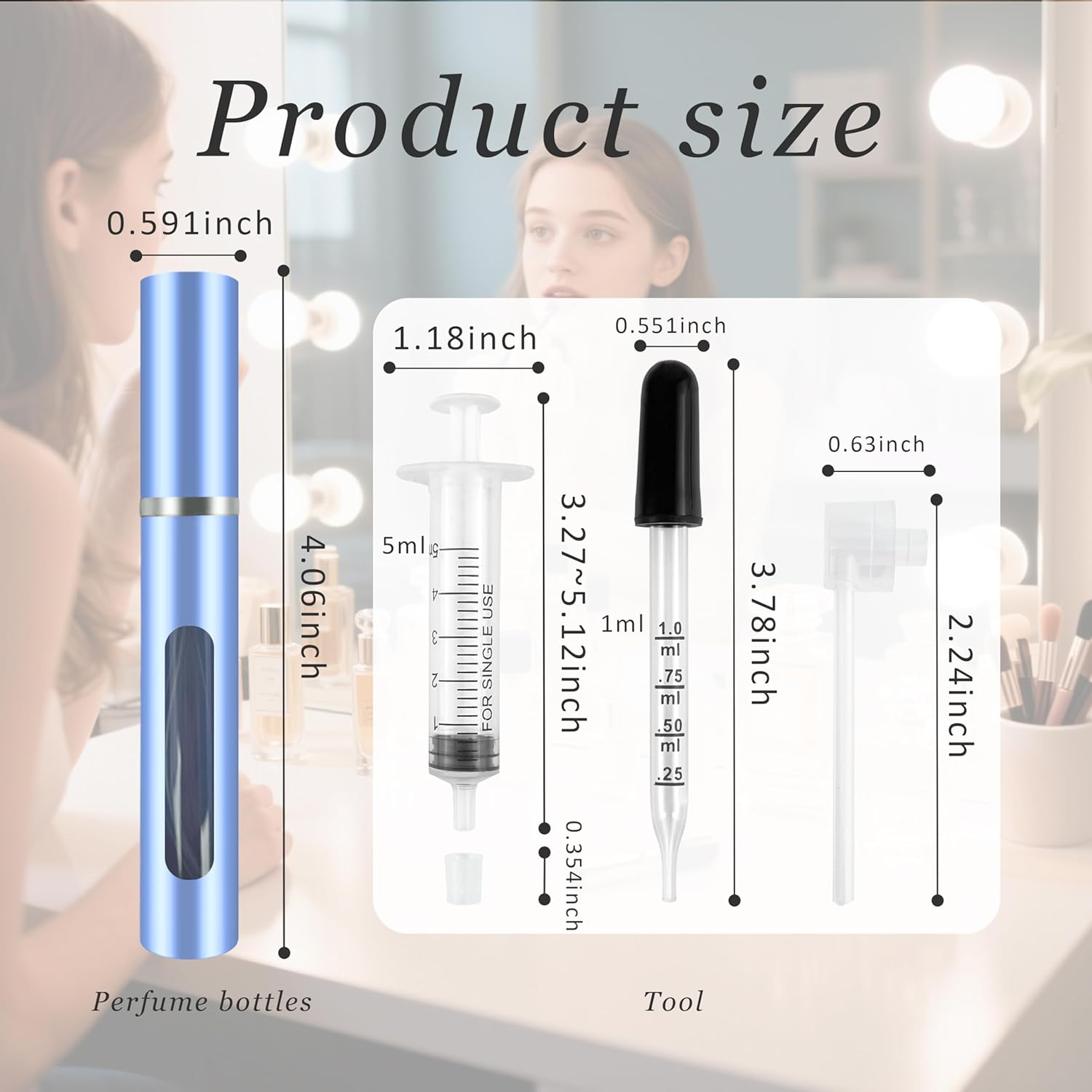 2 Pack Refillable Mini Perfume Atomizer Bottles Portable Travel Spray Dispensers 5ml