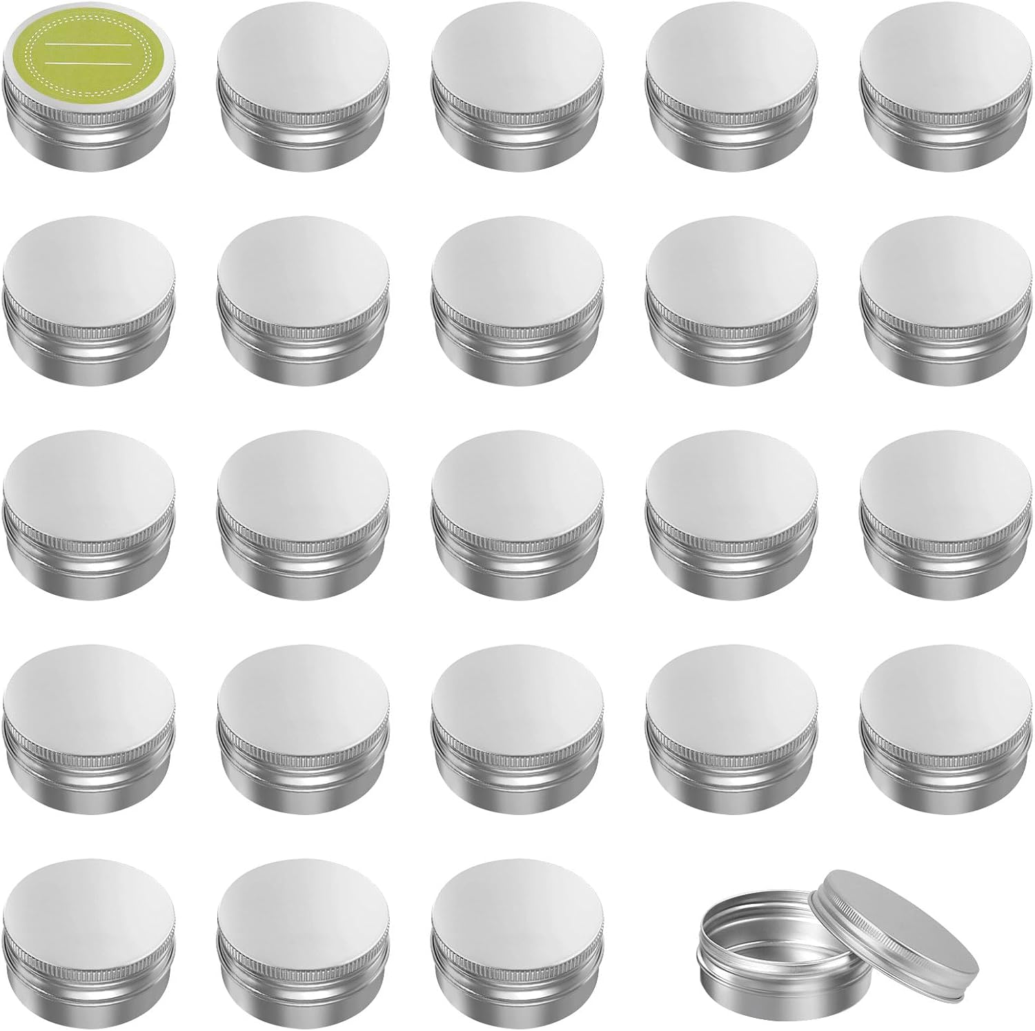 Oualhoo 05 Ounce Aluminum Tin Jar with Labels 24 Pack