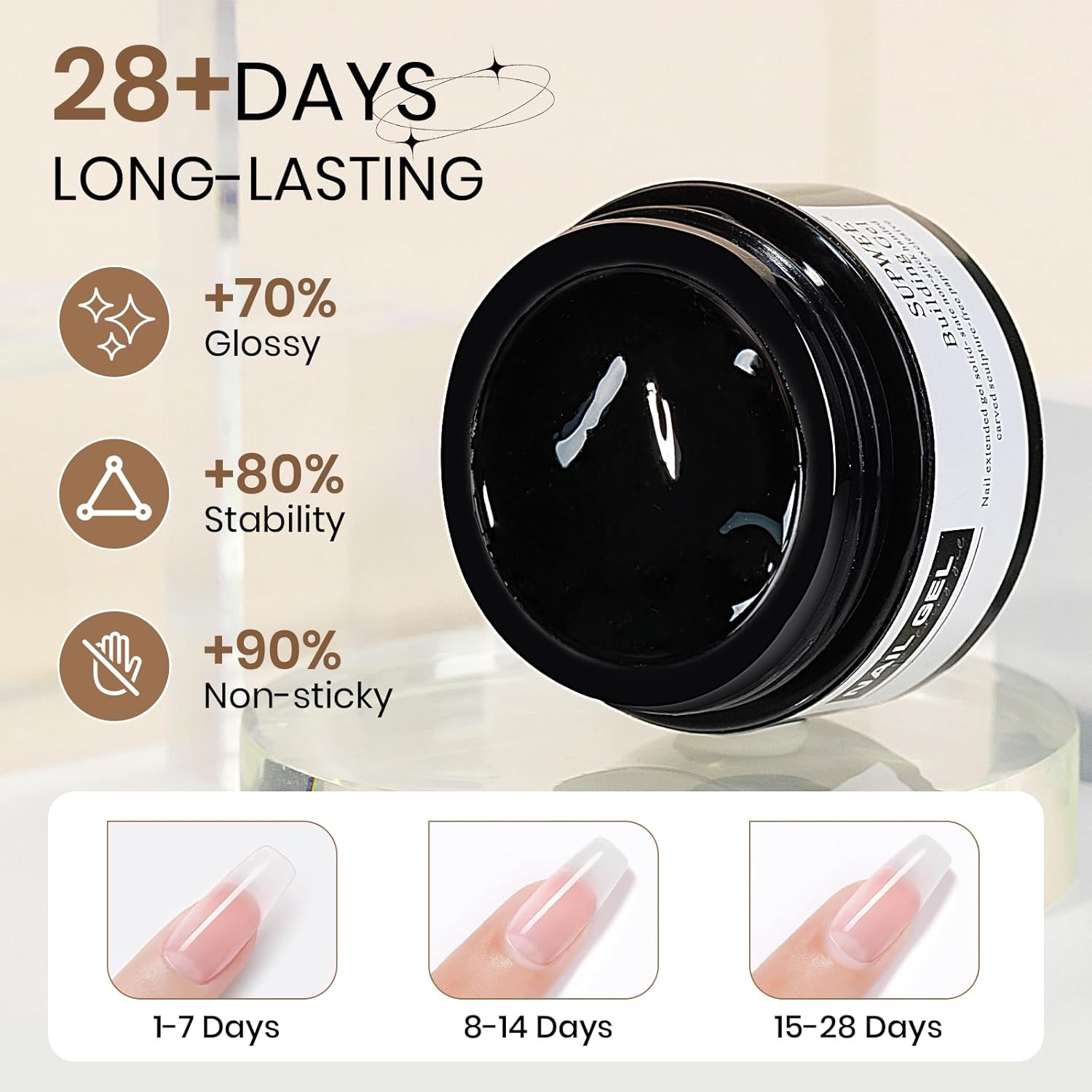 SUPWEE 3D Nail Gel Art 2PCS Clear Builder Gel for Nails