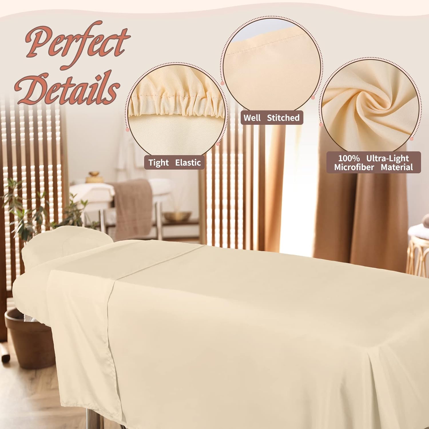 Oudain 6 Set Microfiber Massage Table Sheets Natural