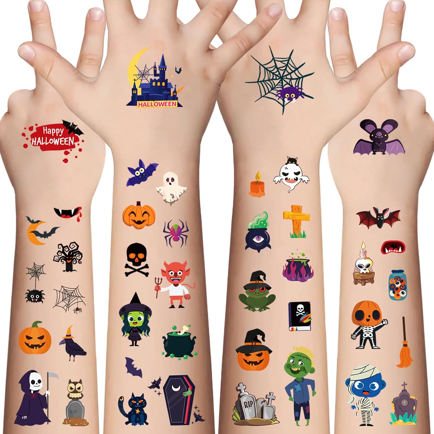 Temporary Tattoos for Kids - 360 Piece Halloween Party Favor