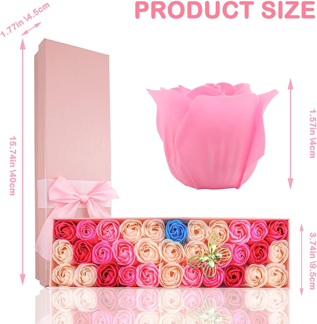 JIALEEY 33 PCS Rose Scented Bath Soap Set with Pink Gift Box