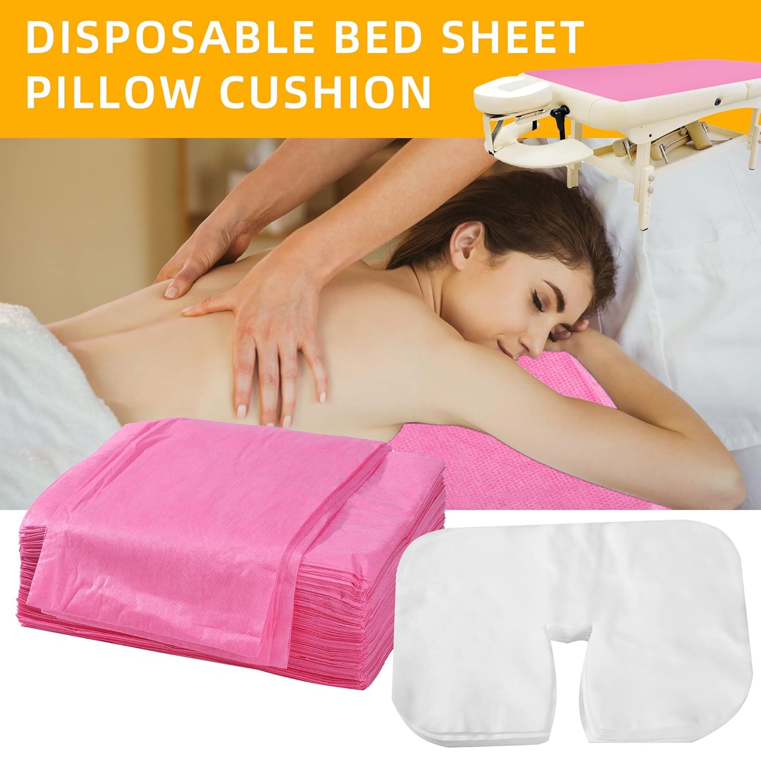 Uralili 200 Piece Disposable Non Woven Massage Table Sheet Set - Pink