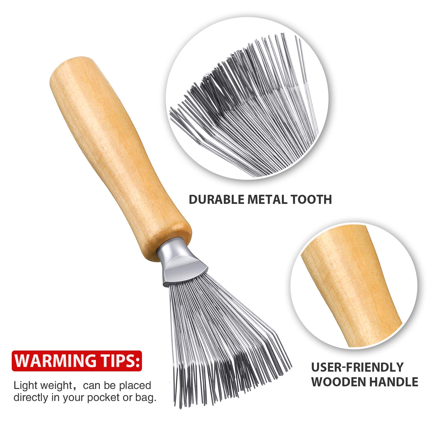 Boao Double-Ended Hair Brush Cleaner with Mini Rake