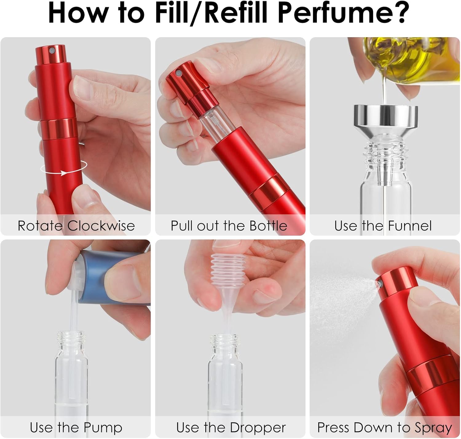 Saiveina 8ml Refillable Spray Bottle Set of 4