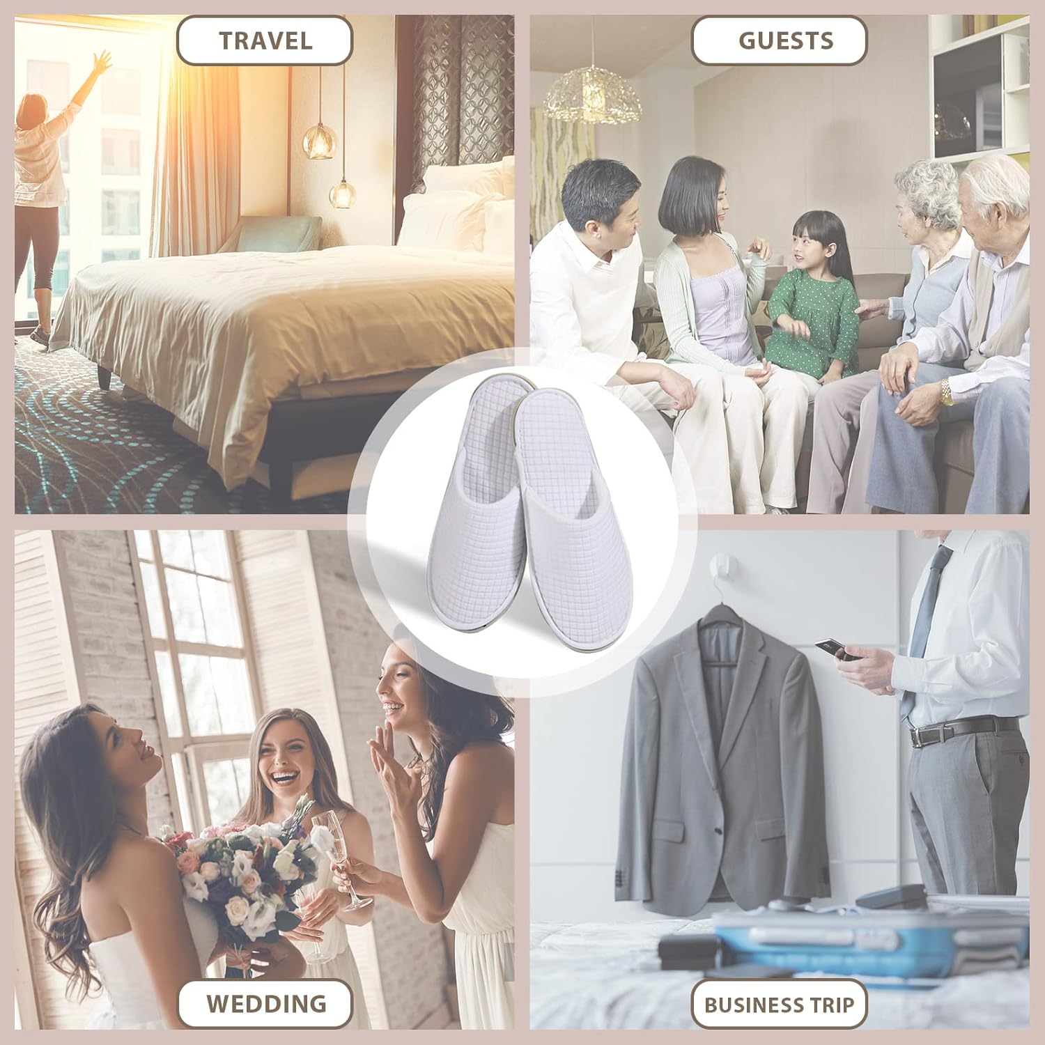 Anmerl 10 Pairs Spa Slippers for Men Women Hotel Use