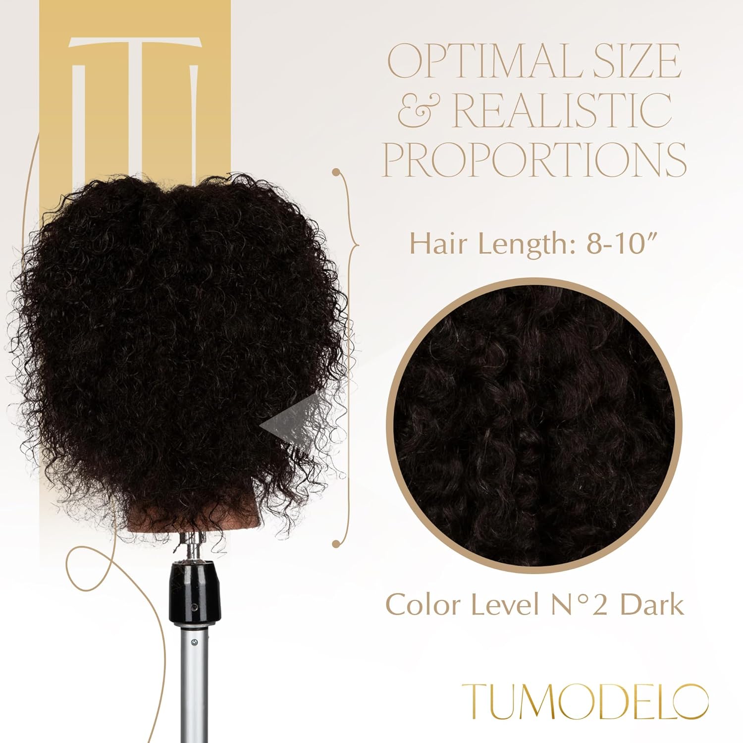 Tumodelo 8-10 Ivy Mannequin Head for Hair Training N2 Brown Black