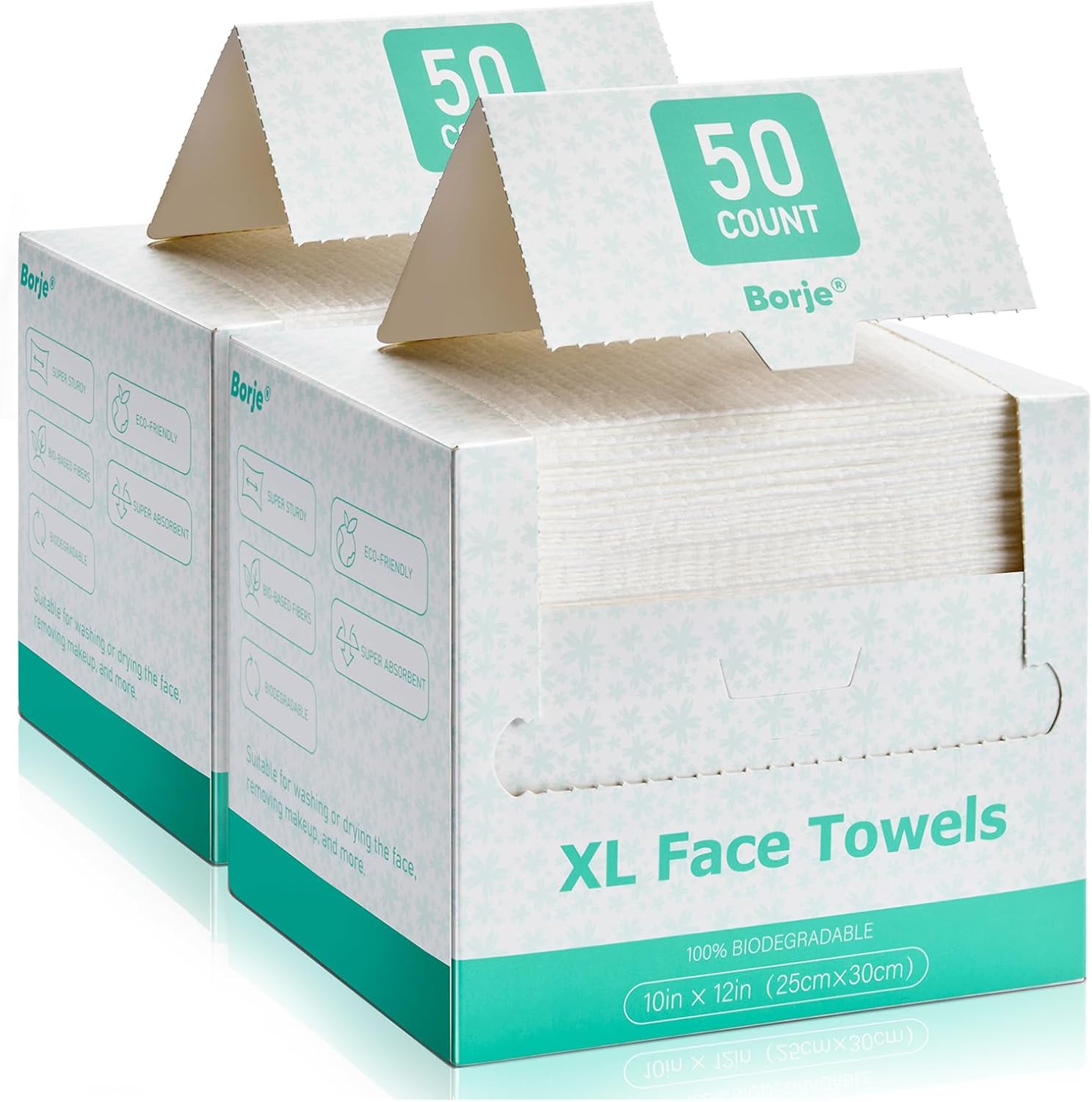 Borje Face Towels XL 100 Biobased 100 Count 2 Packs