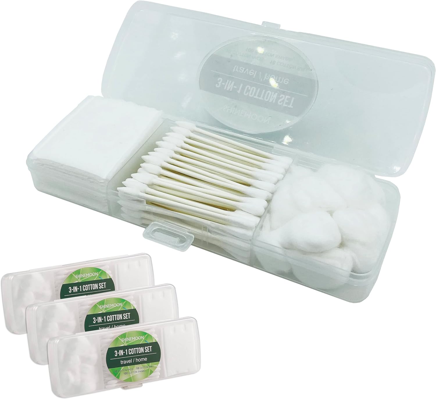 SHINEMOON Travel Cotton Swabs Set 3 Pack