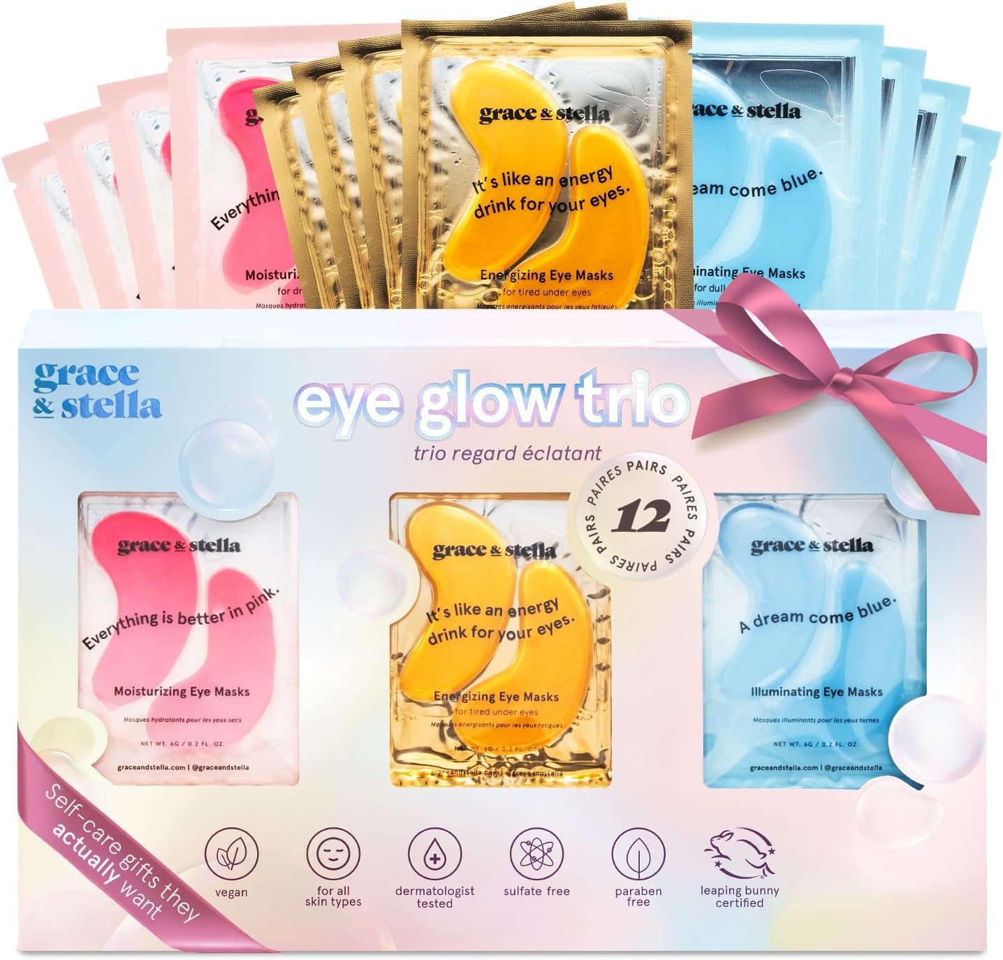 Grace Stella Under Eye Patches 12 Pairs - Vegan Puffiness Dark Circles Relief