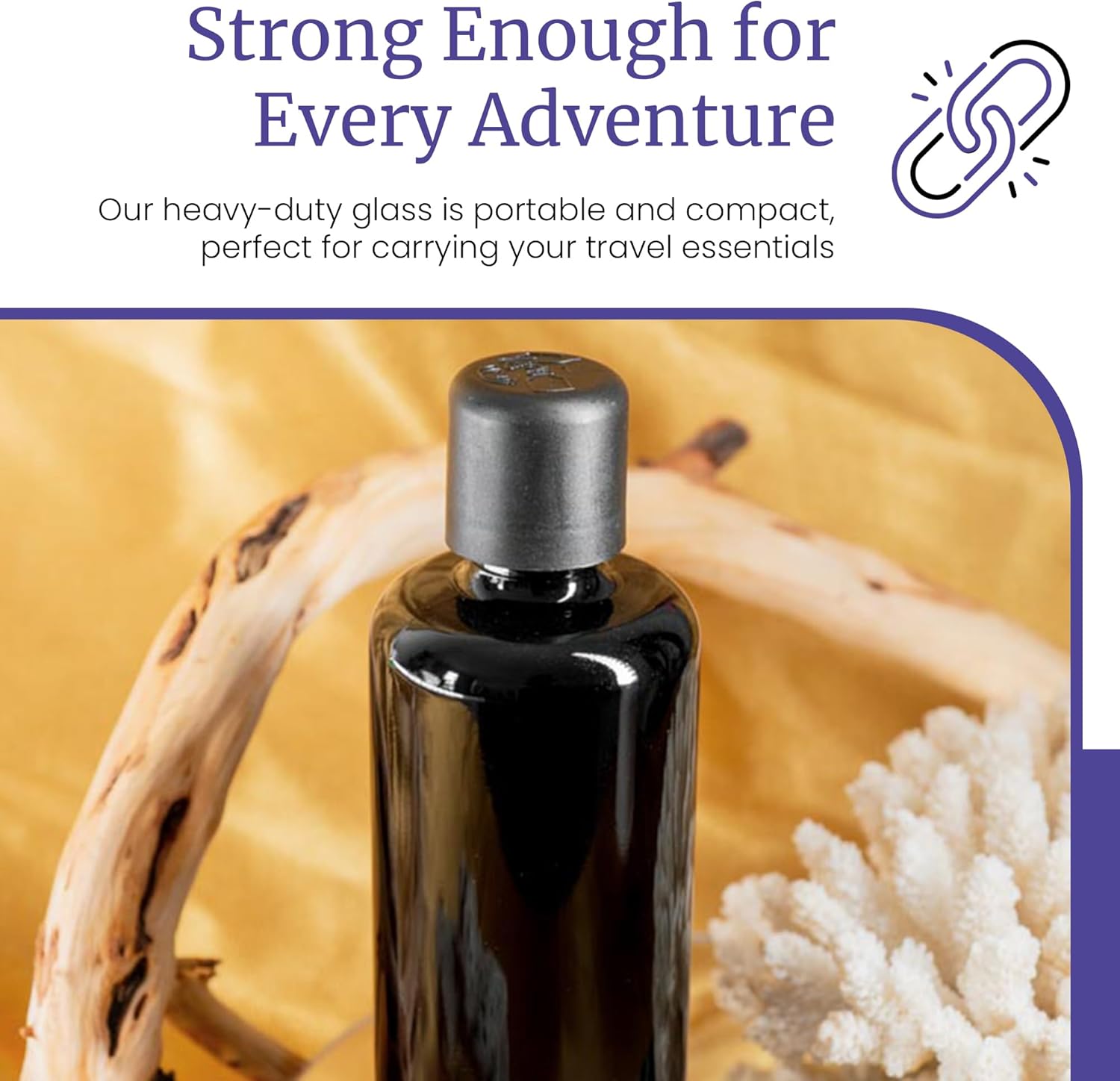 Infinity Jars 200 ML Black UV Blocking Glass Bottle