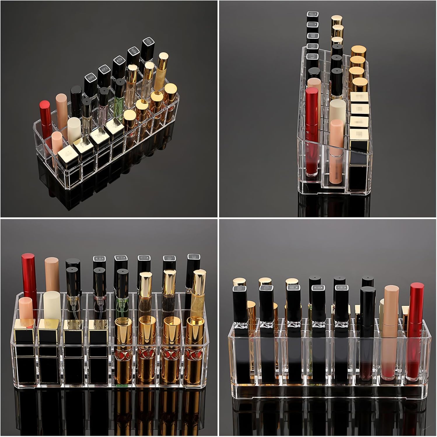 ELLDOO Rollerball Perfume Organizer 24 Space Clear Acrylic Display Case