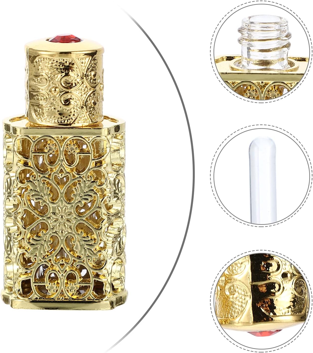 Hollow Metal Essential Oil Dropper Bottle Portable Refillable Perfume Vial