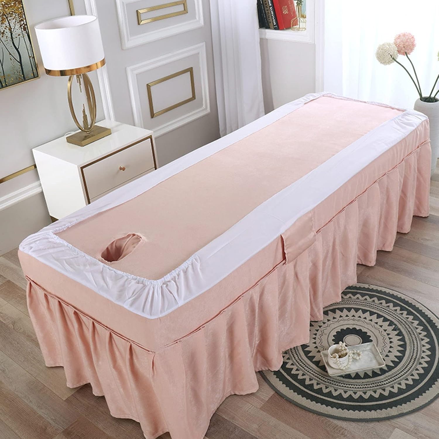 4-Piece Massage Table Fitted Sheets Set - Beige 185x70cm