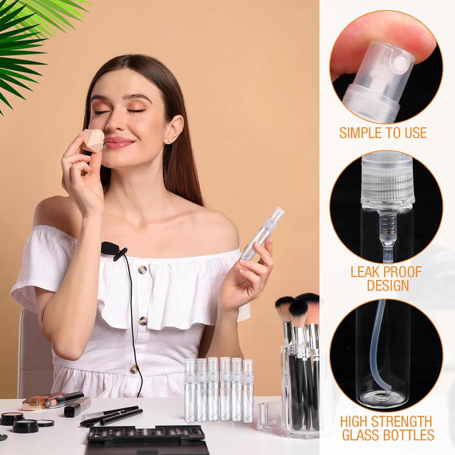 Tanlade 300 Pcs 5ml Clear Glass Spray Bottles