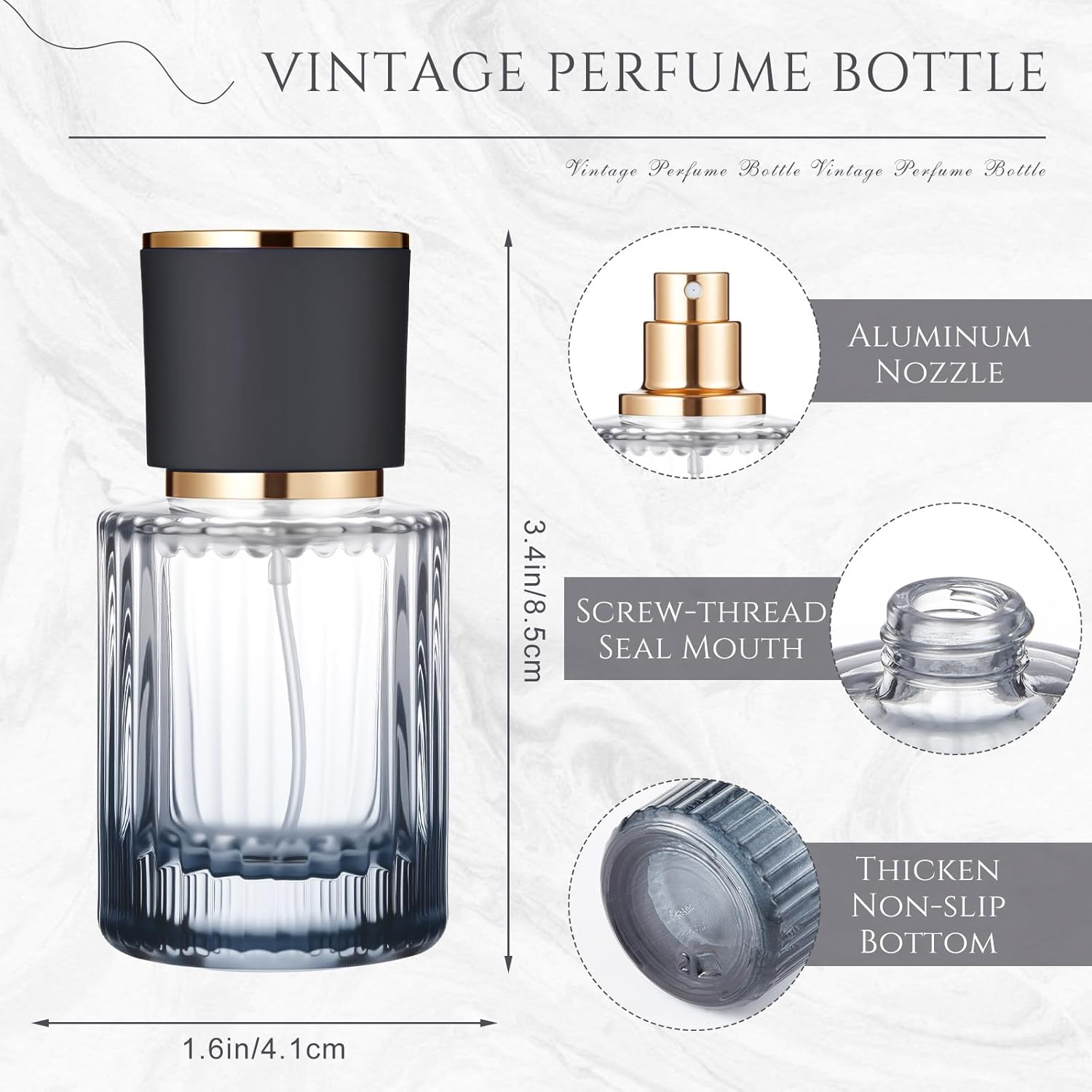 6 Pcs 30 ml Refillable Glass Cologne Bottles Set