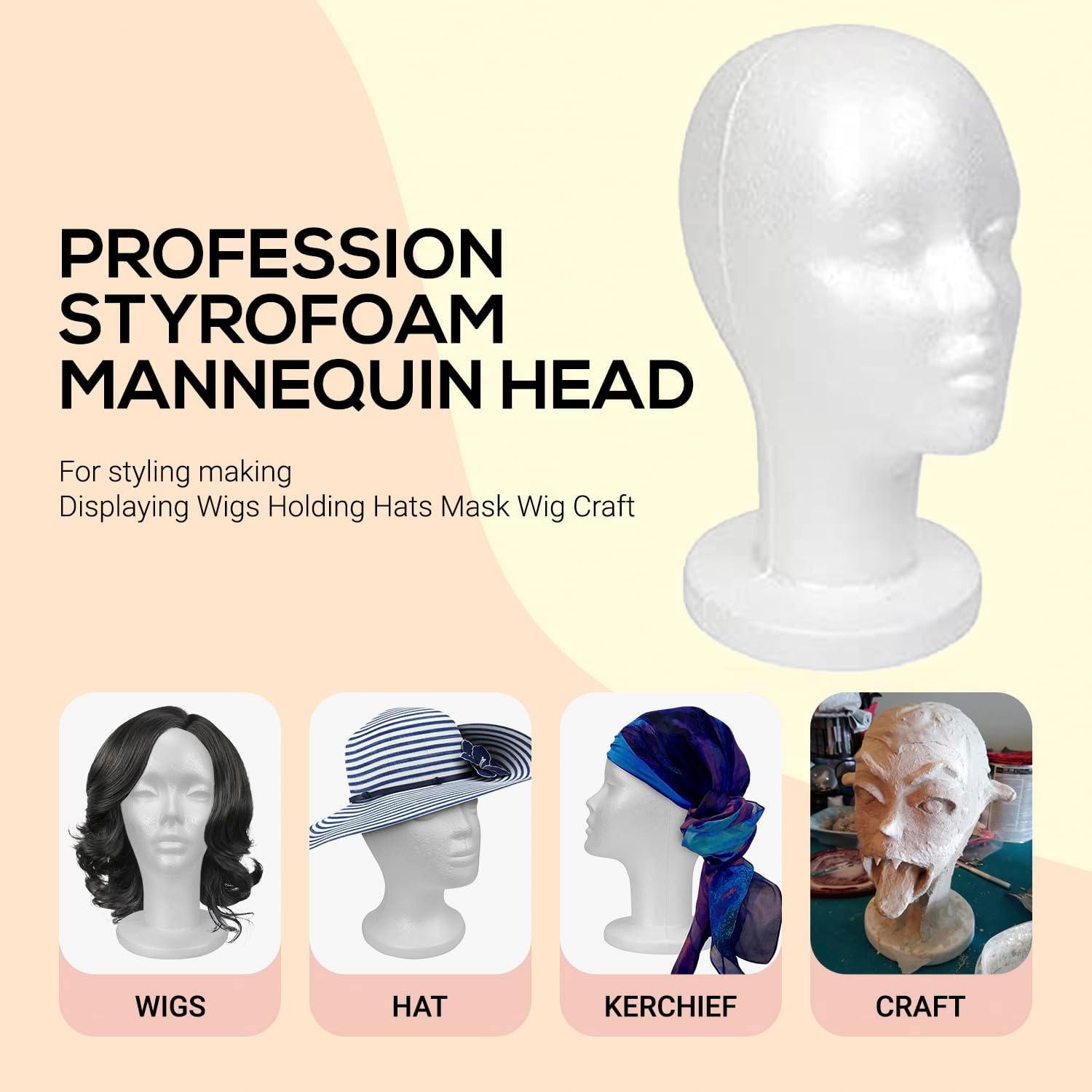 STUDIO LIMITED 114 Inch Styrofoam Mannequin Head 2 Pack