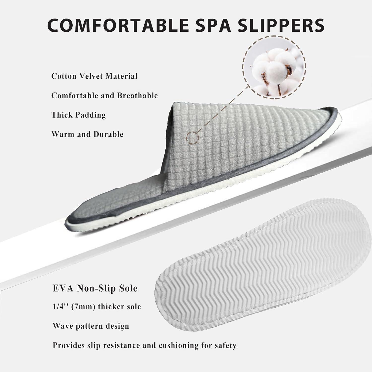Anmerl 10 Pairs Spa Slippers for Men Women Hotel Use