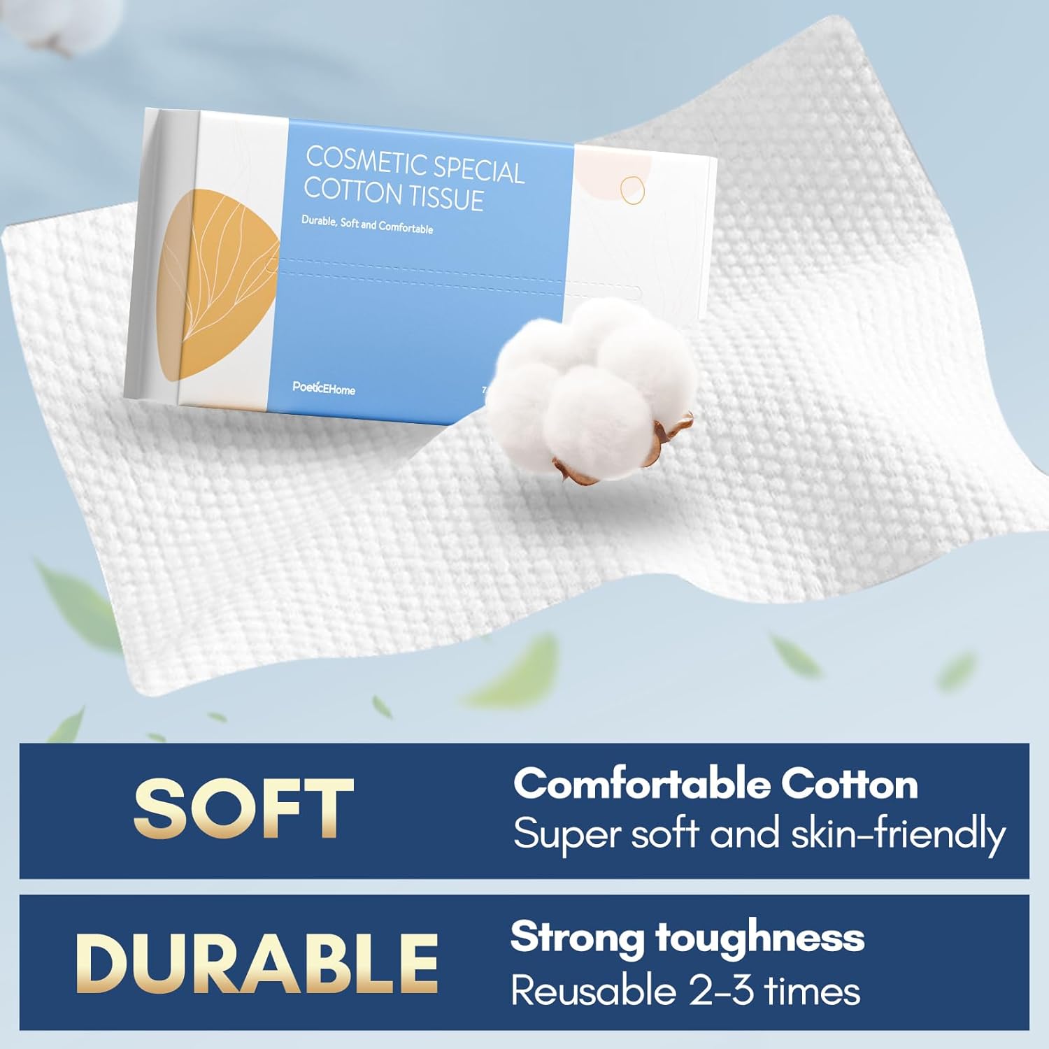 PoeticEHome Soft Dry Wipe 6 Pack 100 Cotton Face Tissues