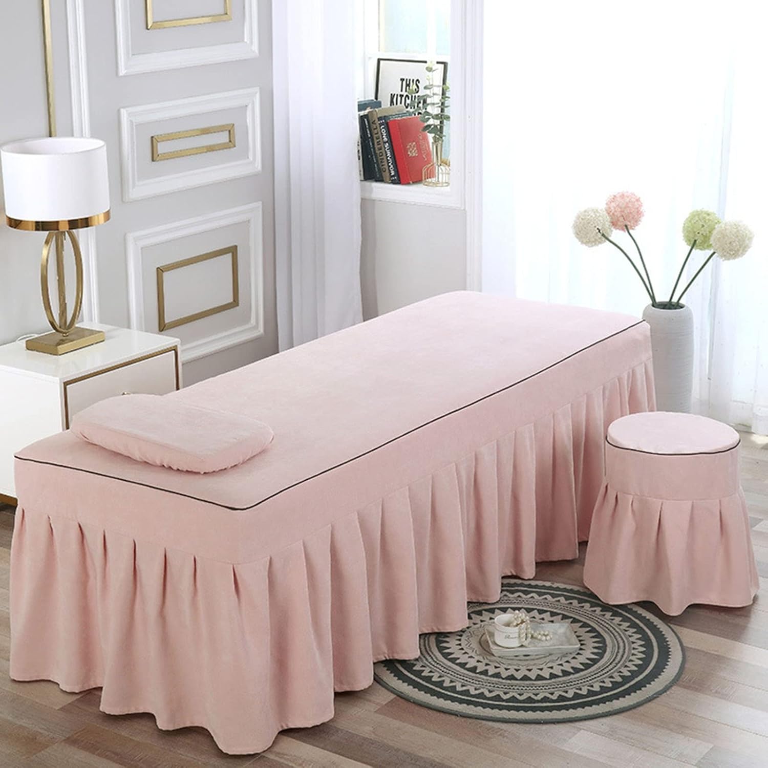 4-Piece Massage Table Fitted Sheets Set - Beige 185x70cm