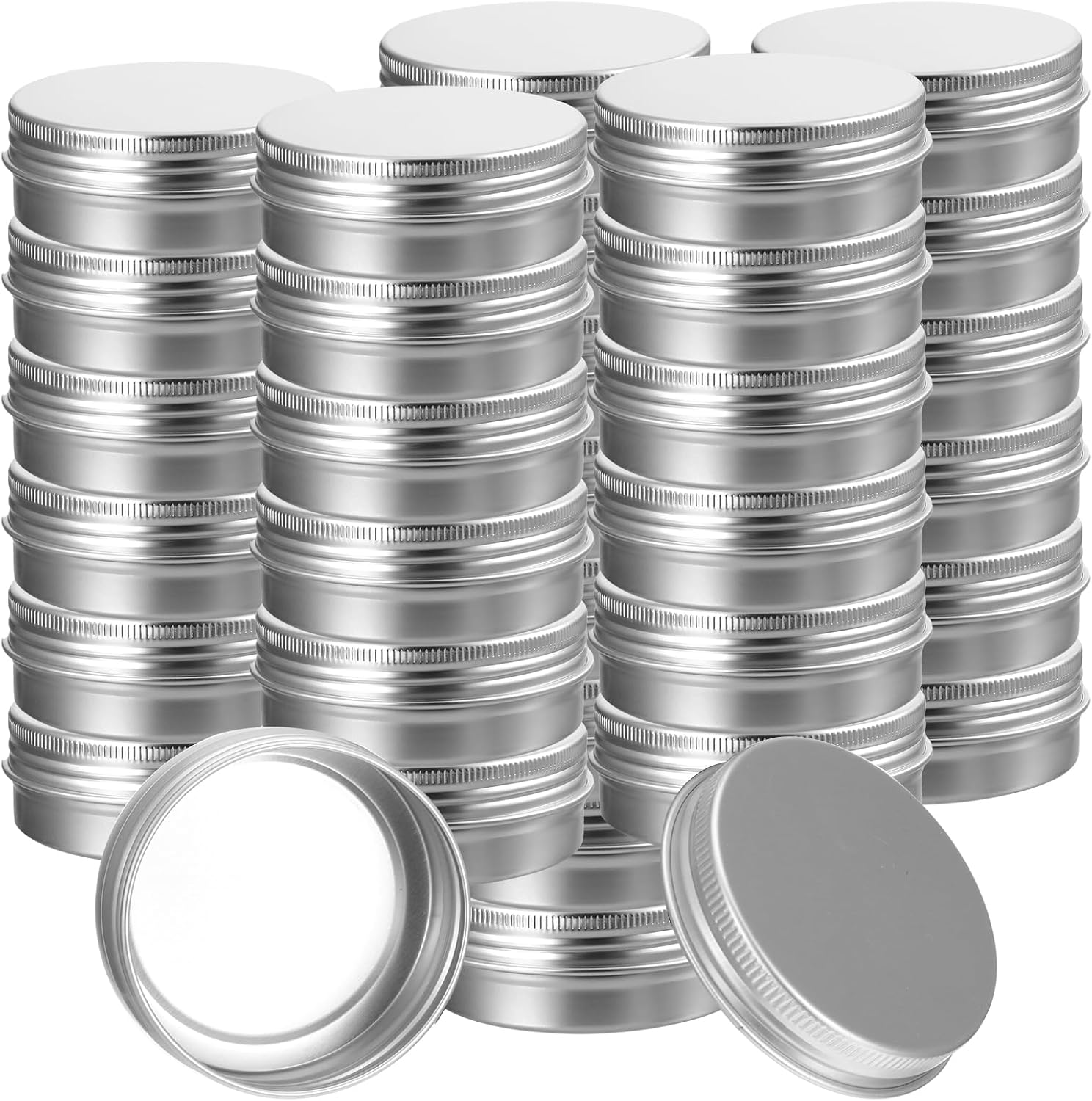 50-Pack Silver 1 Oz Aluminum Tin Jars with Screw Lids