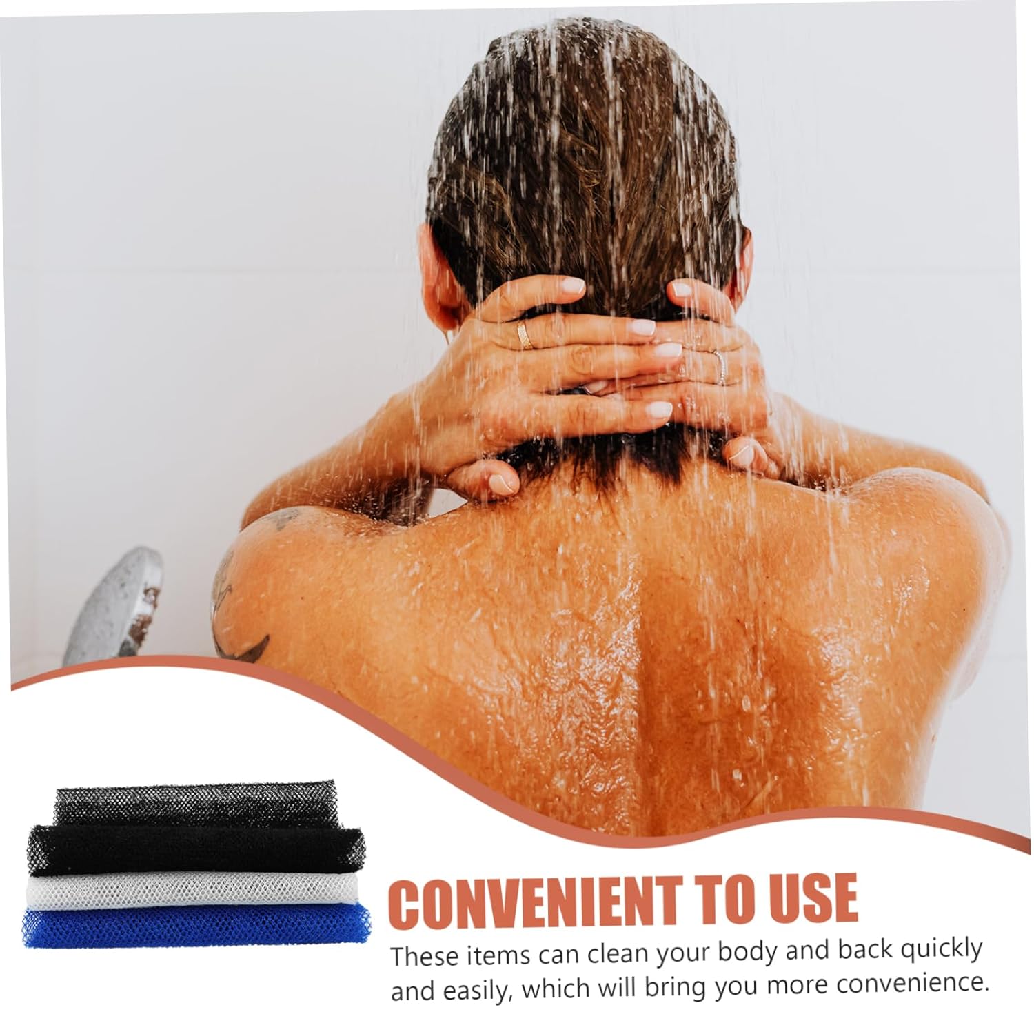 3pcs Back Scrubber Bath Towel Exfoliating Sponge