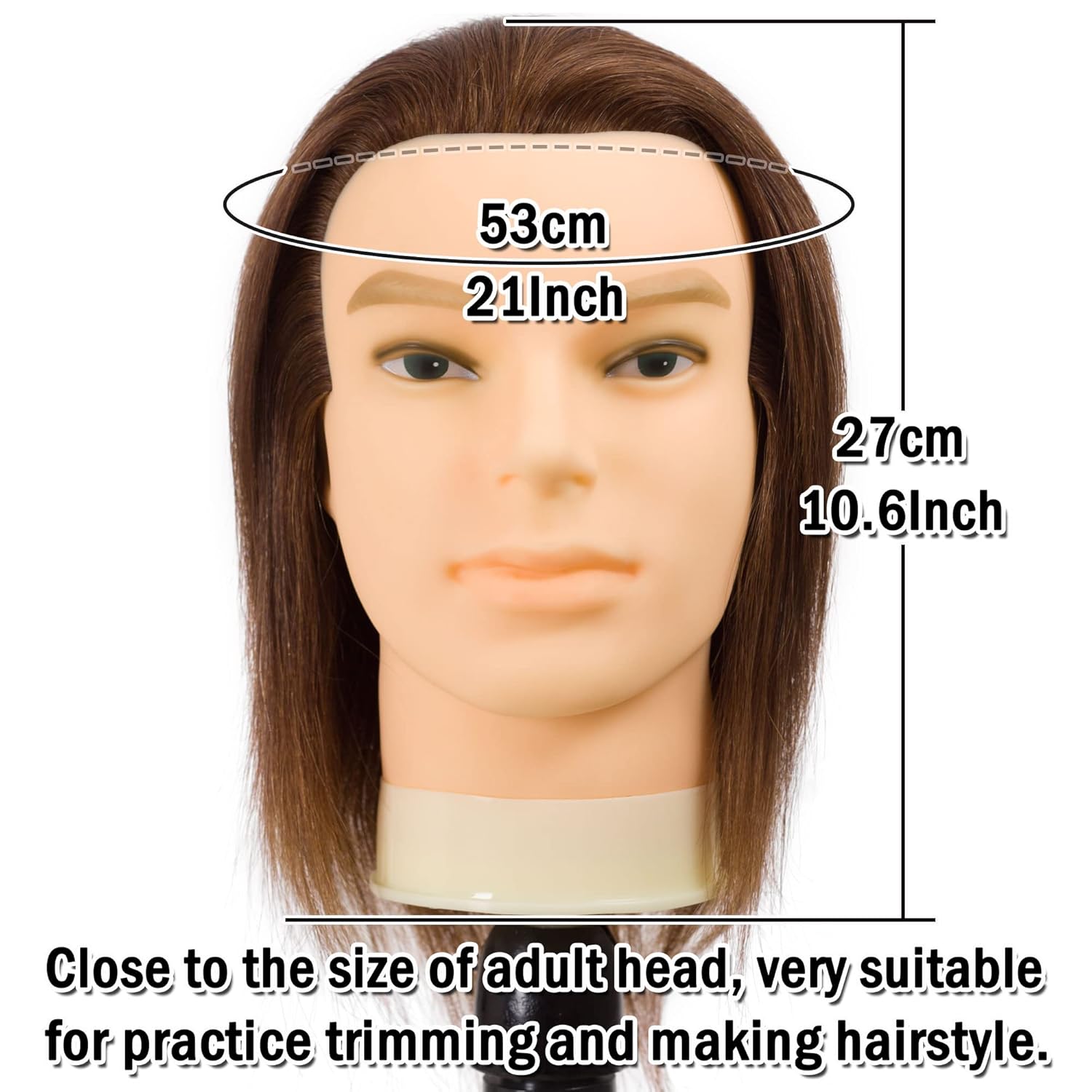 DIRUISI Male Mannequin Head with Human Hair