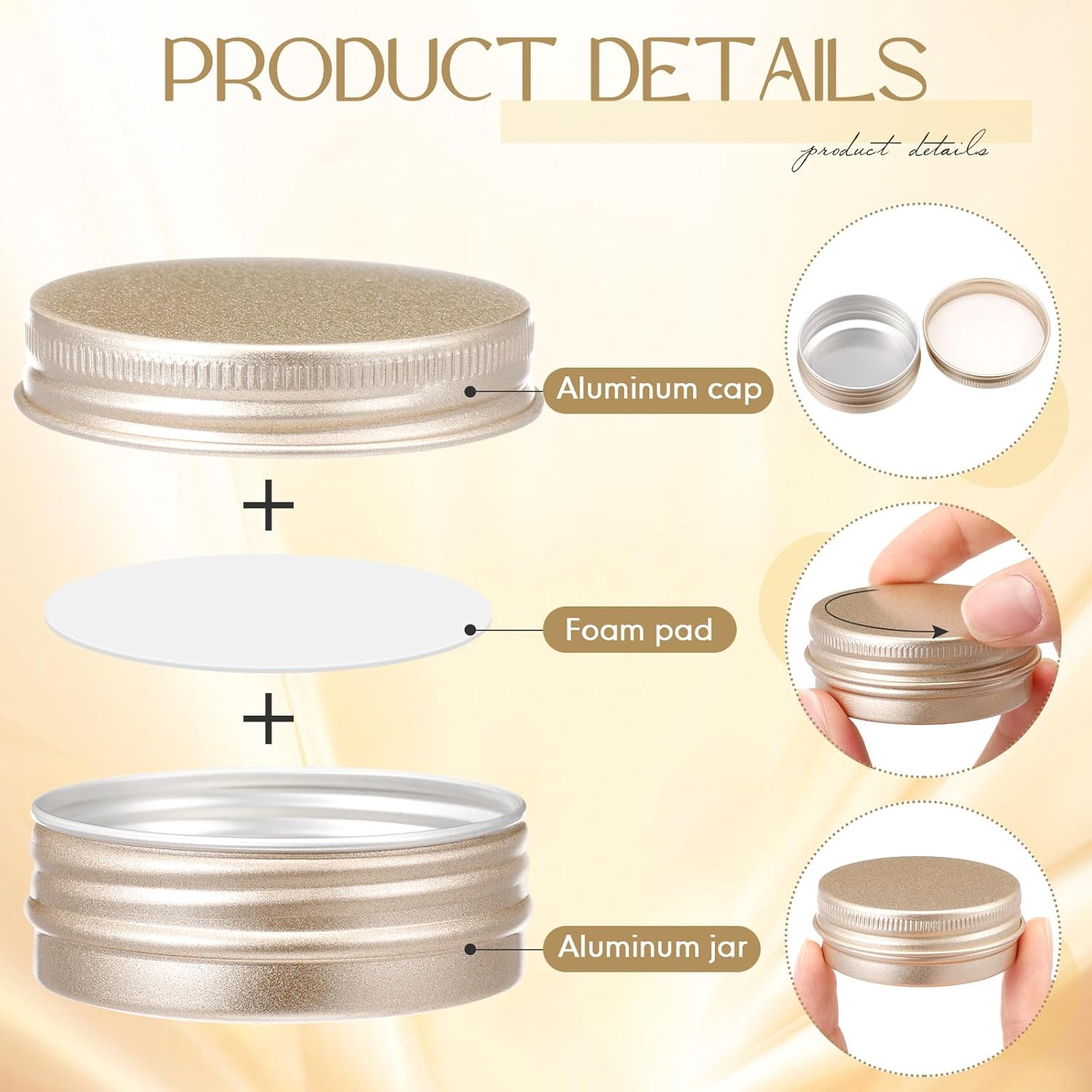Patelai 64 Piece Lip Balm Tin Containers with Screw Lid